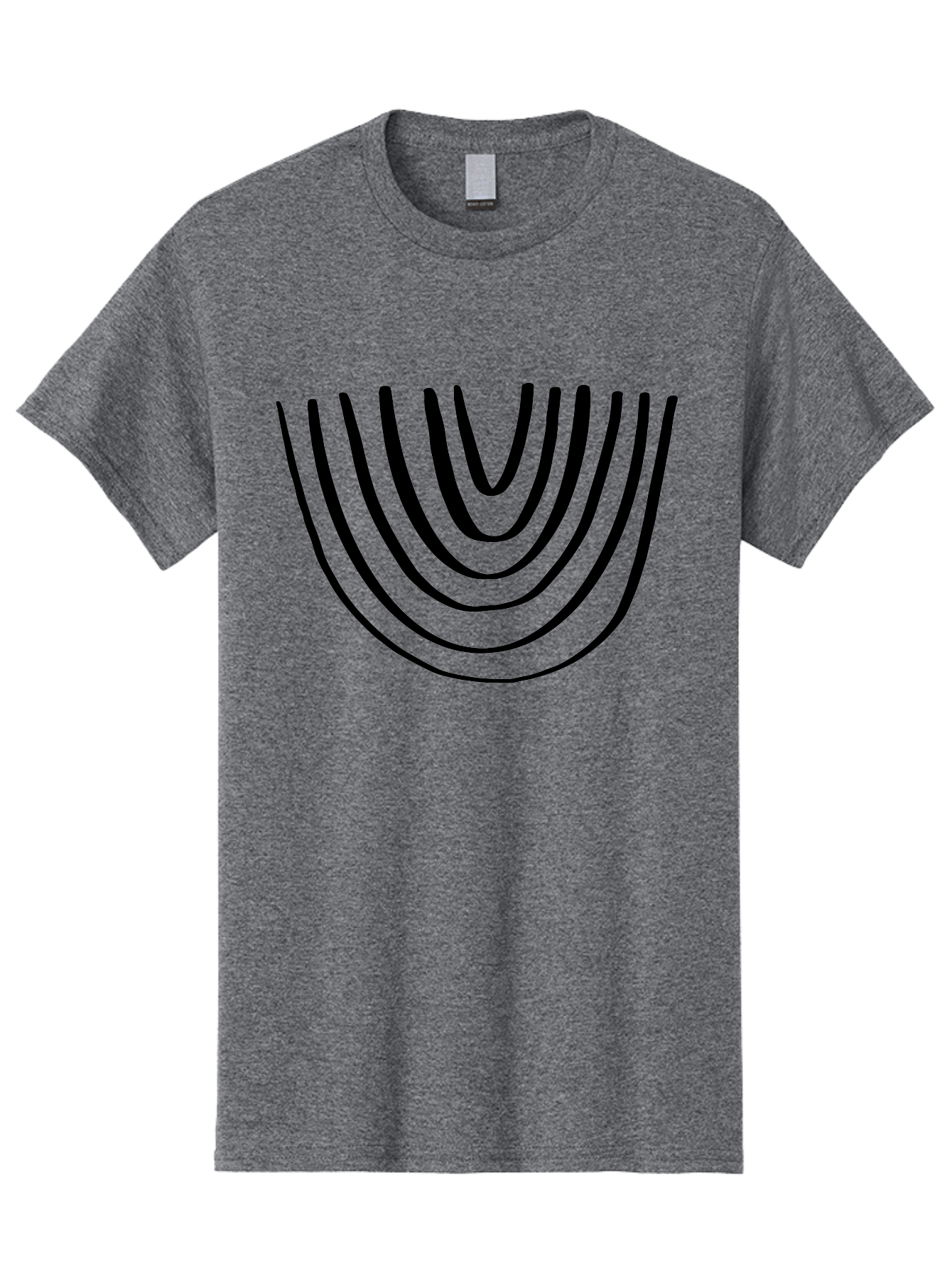 Stacked-Arches Men'S Graphic Tee, 100% Cotton, Comfortable Casual Summer Wear, Machine Washable, Black Arches, Curved Lines, Minimalist Design, Simple Shapes, Abstract Art, Geometric Pattern, Bold Graphics - Aaa491