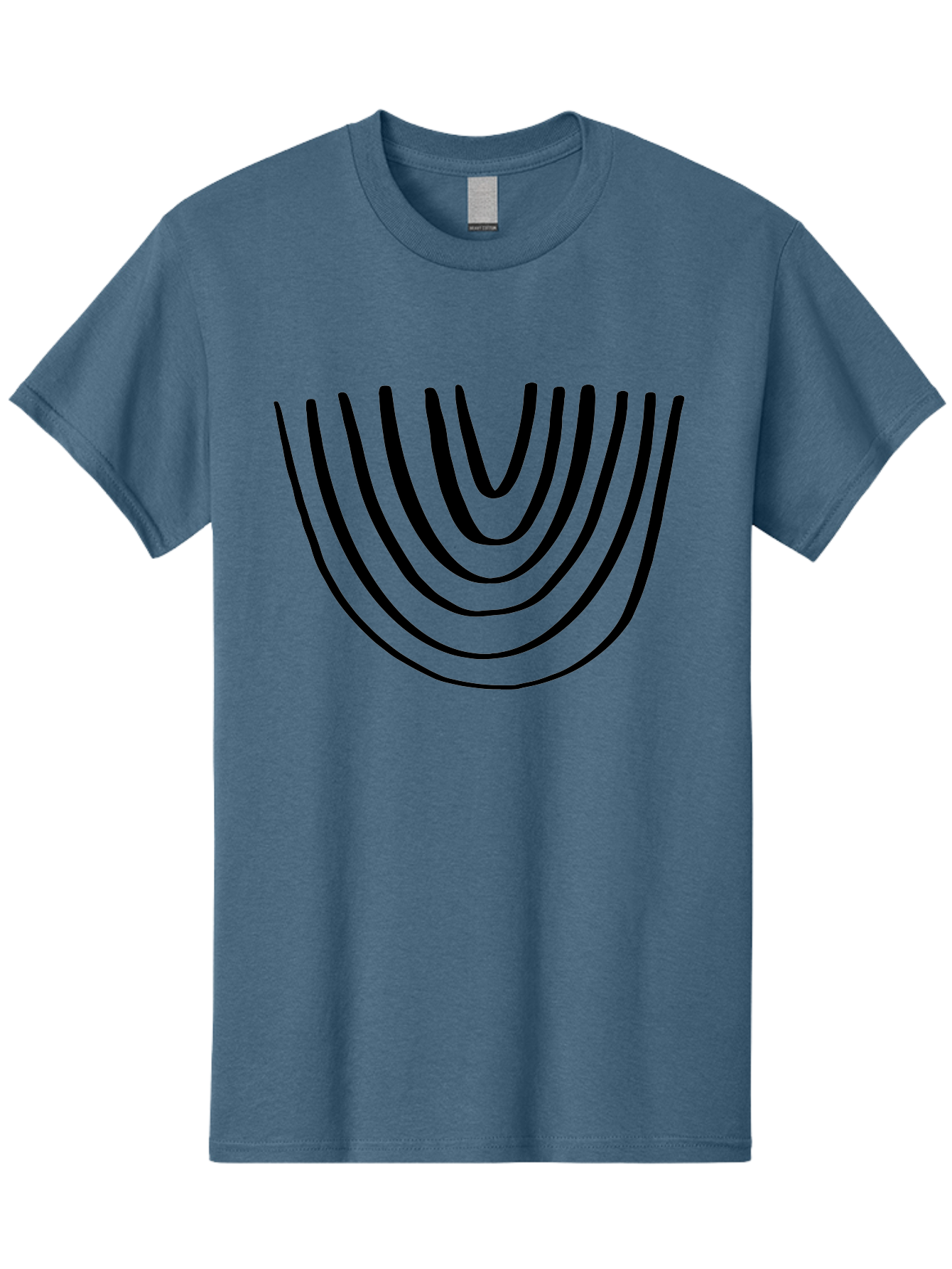 Stacked-Arches Men'S Graphic Tee, 100% Cotton, Comfortable Casual Summer Wear, Machine Washable, Black Arches, Curved Lines, Minimalist Design, Simple Shapes, Abstract Art, Geometric Pattern, Bold Graphics - Aaa491