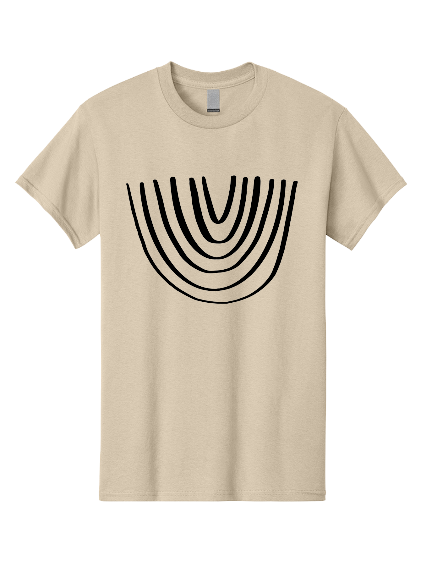 Stacked-Arches Men'S Graphic Tee, 100% Cotton, Comfortable Casual Summer Wear, Machine Washable, Black Arches, Curved Lines, Minimalist Design, Simple Shapes, Abstract Art, Geometric Pattern, Bold Graphics - Aaa491