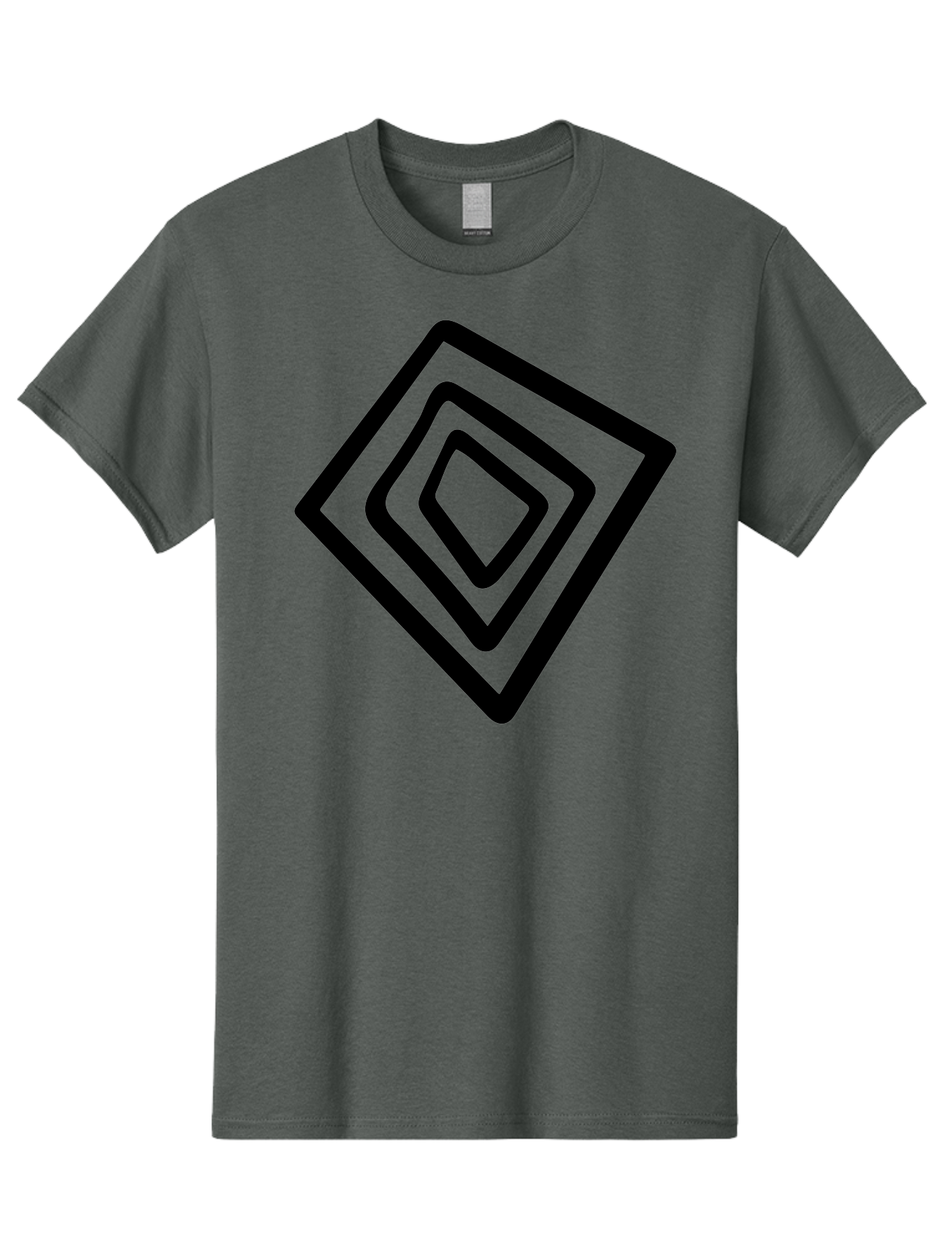 Stacked-Diamonds Men'S Graphic Tee, 100% Cotton, Comfortable Casual Summer Wear, Machine Washable, Concentric Diamond Shapes, Layered Design, Minimalist Art, Black And Green, Geometric Pattern, Modern Aesthetic, Simple Graphics - Aaa492