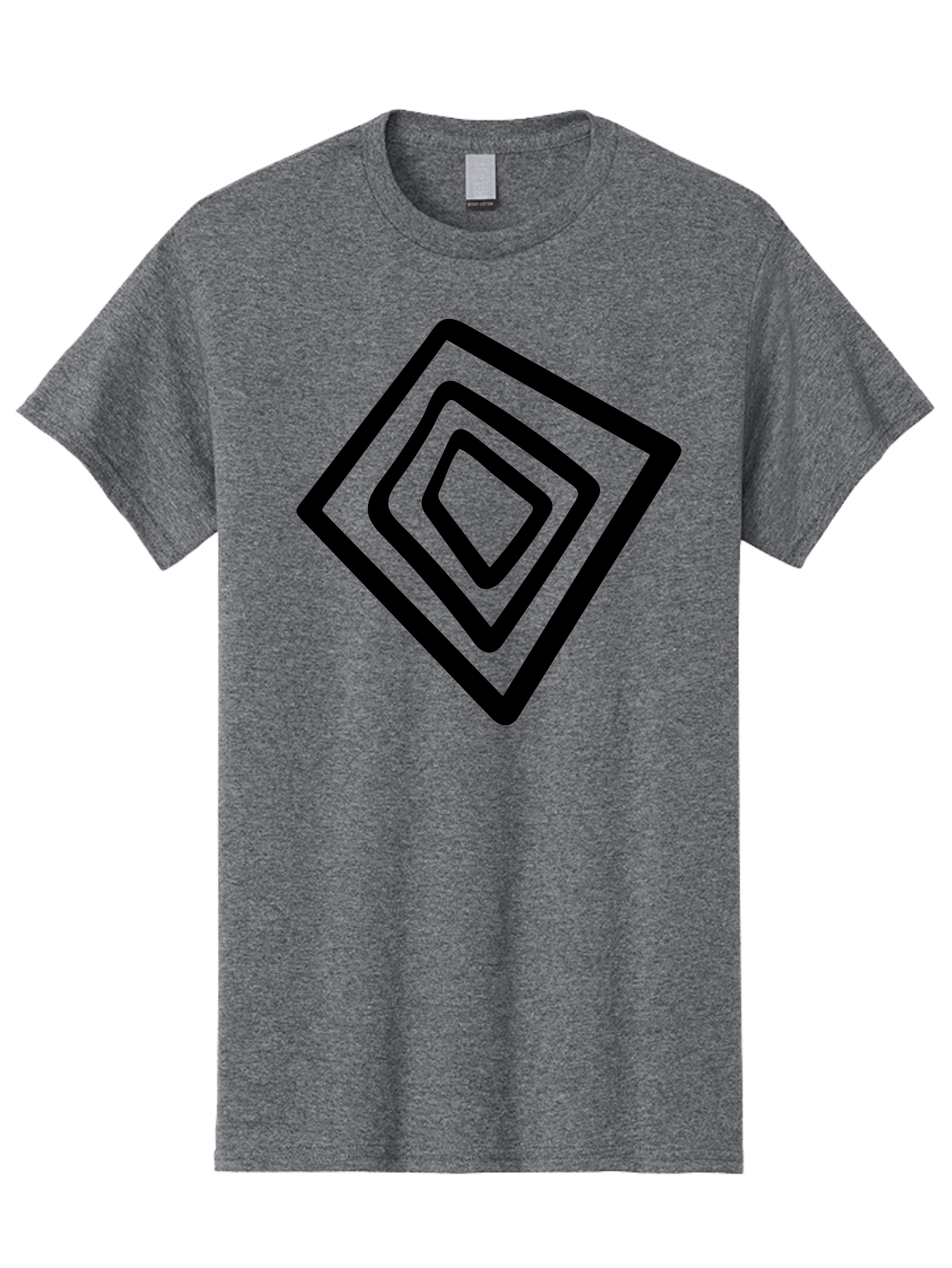 Stacked-Diamonds Men'S Graphic Tee, 100% Cotton, Comfortable Casual Summer Wear, Machine Washable, Concentric Diamond Shapes, Layered Design, Minimalist Art, Black And Green, Geometric Pattern, Modern Aesthetic, Simple Graphics - Aaa492