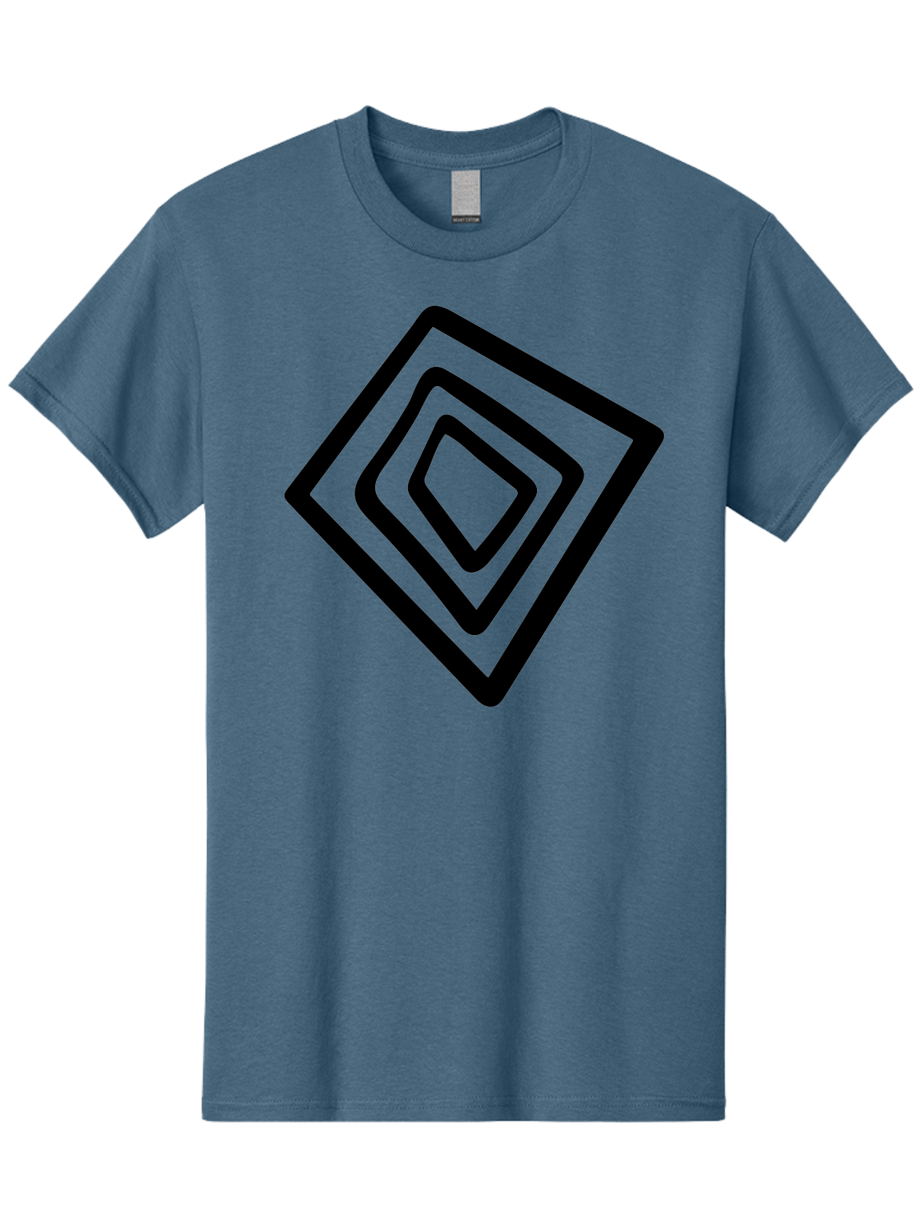 Stacked-Diamonds Men'S Graphic Tee, 100% Cotton, Comfortable Casual Summer Wear, Machine Washable, Concentric Diamond Shapes, Layered Design, Minimalist Art, Black And Green, Geometric Pattern, Modern Aesthetic, Simple Graphics - Aaa492