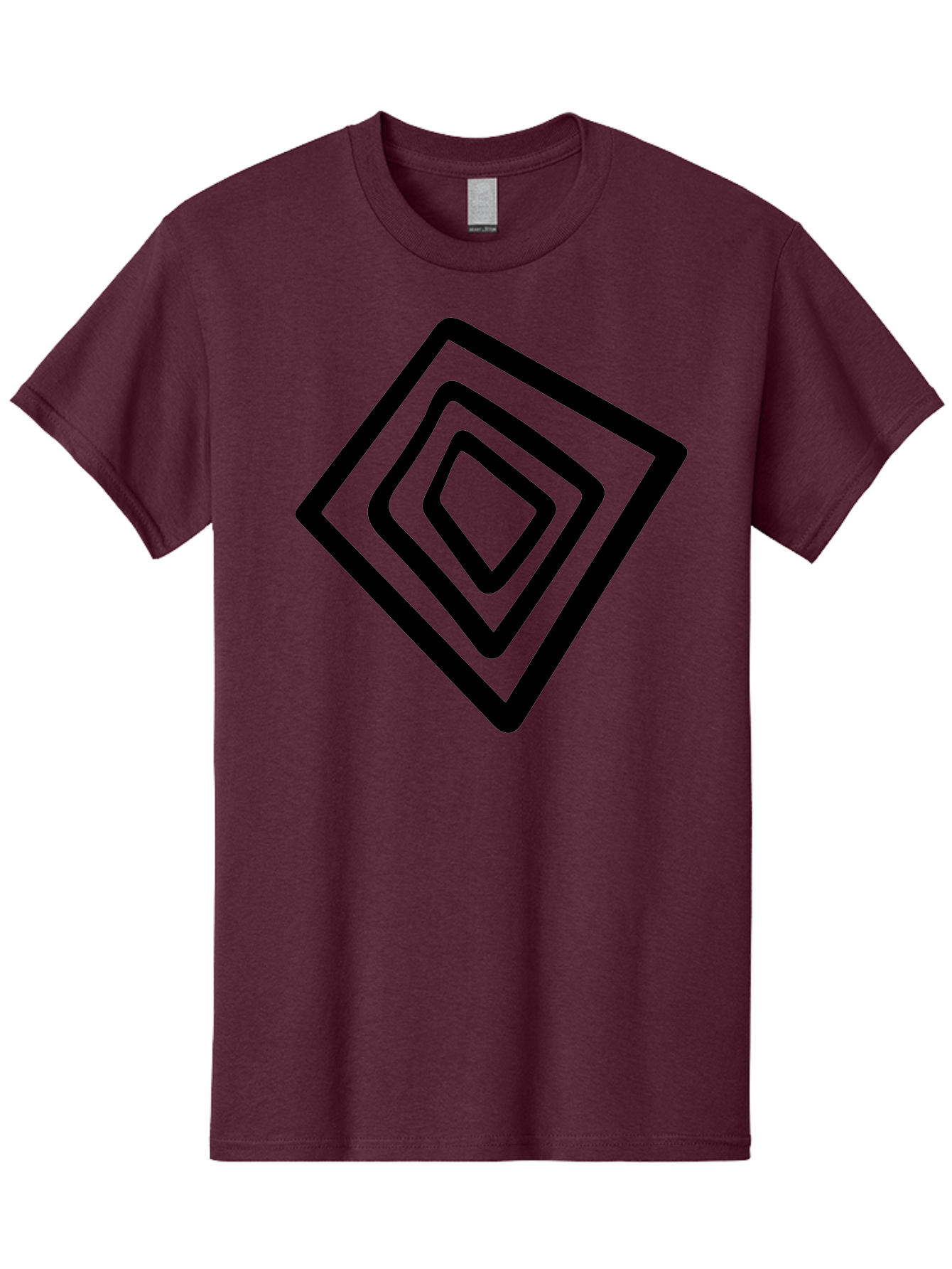 Stacked-Diamonds Men'S Graphic Tee, 100% Cotton, Comfortable Casual Summer Wear, Machine Washable, Concentric Diamond Shapes, Layered Design, Minimalist Art, Black And Green, Geometric Pattern, Modern Aesthetic, Simple Graphics - Aaa492