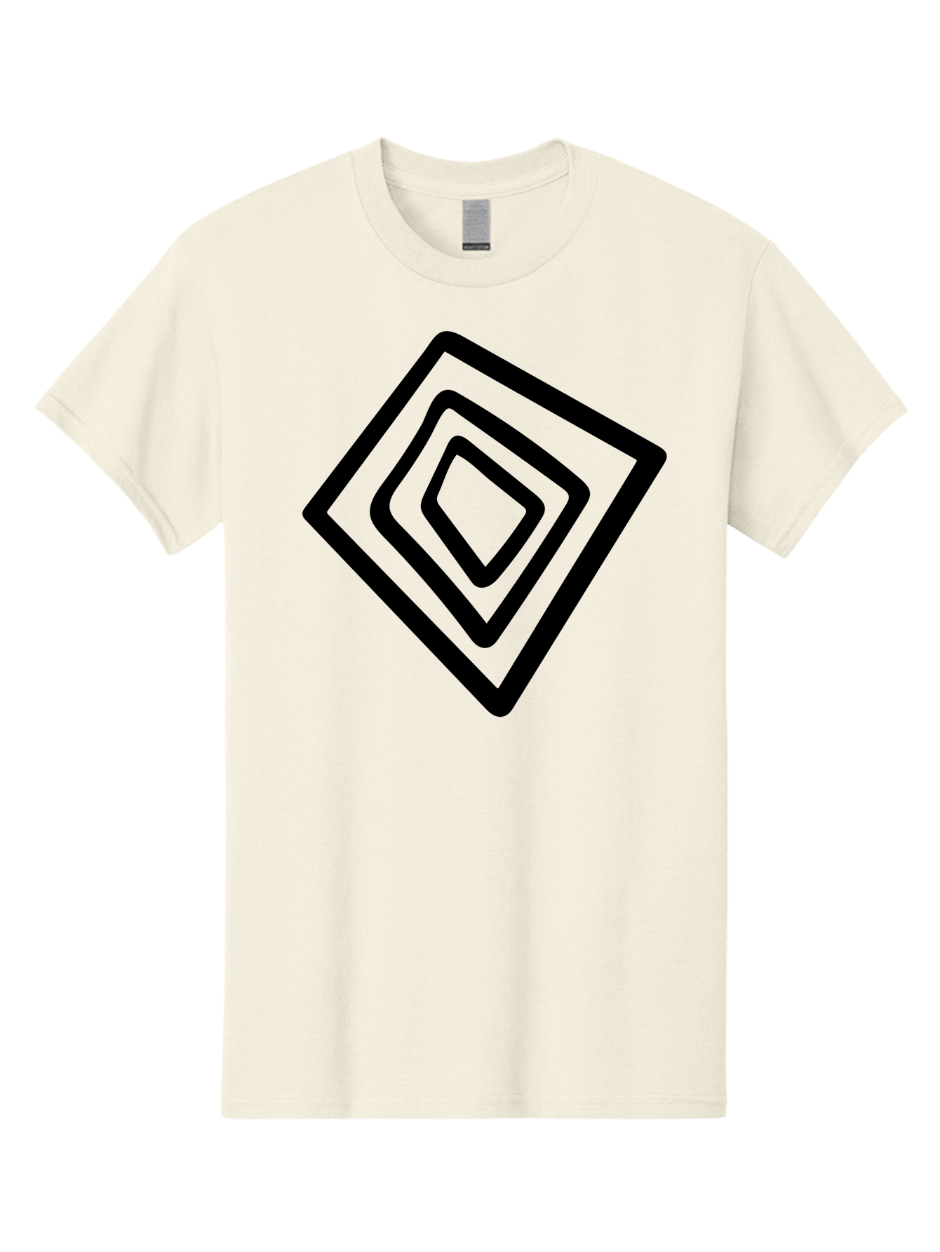 Stacked-Diamonds Men'S Graphic Tee, 100% Cotton, Comfortable Casual Summer Wear, Machine Washable, Concentric Diamond Shapes, Layered Design, Minimalist Art, Black And Green, Geometric Pattern, Modern Aesthetic, Simple Graphics - Aaa492