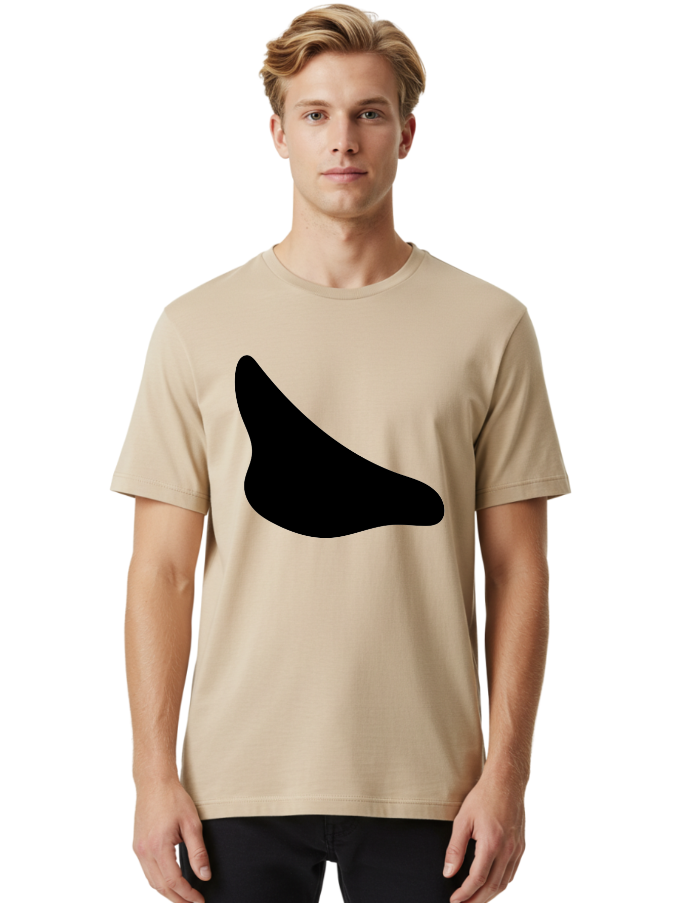 Stylized-Foot Men'S Graphic Tee, 100% Cotton, Comfortable Casual Summer Wear, Machine Washable, Shoe Sole, Footwear Design, Minimalist Shape, Black Silhouette, Simple Graphic, Modern Style - Aaa494