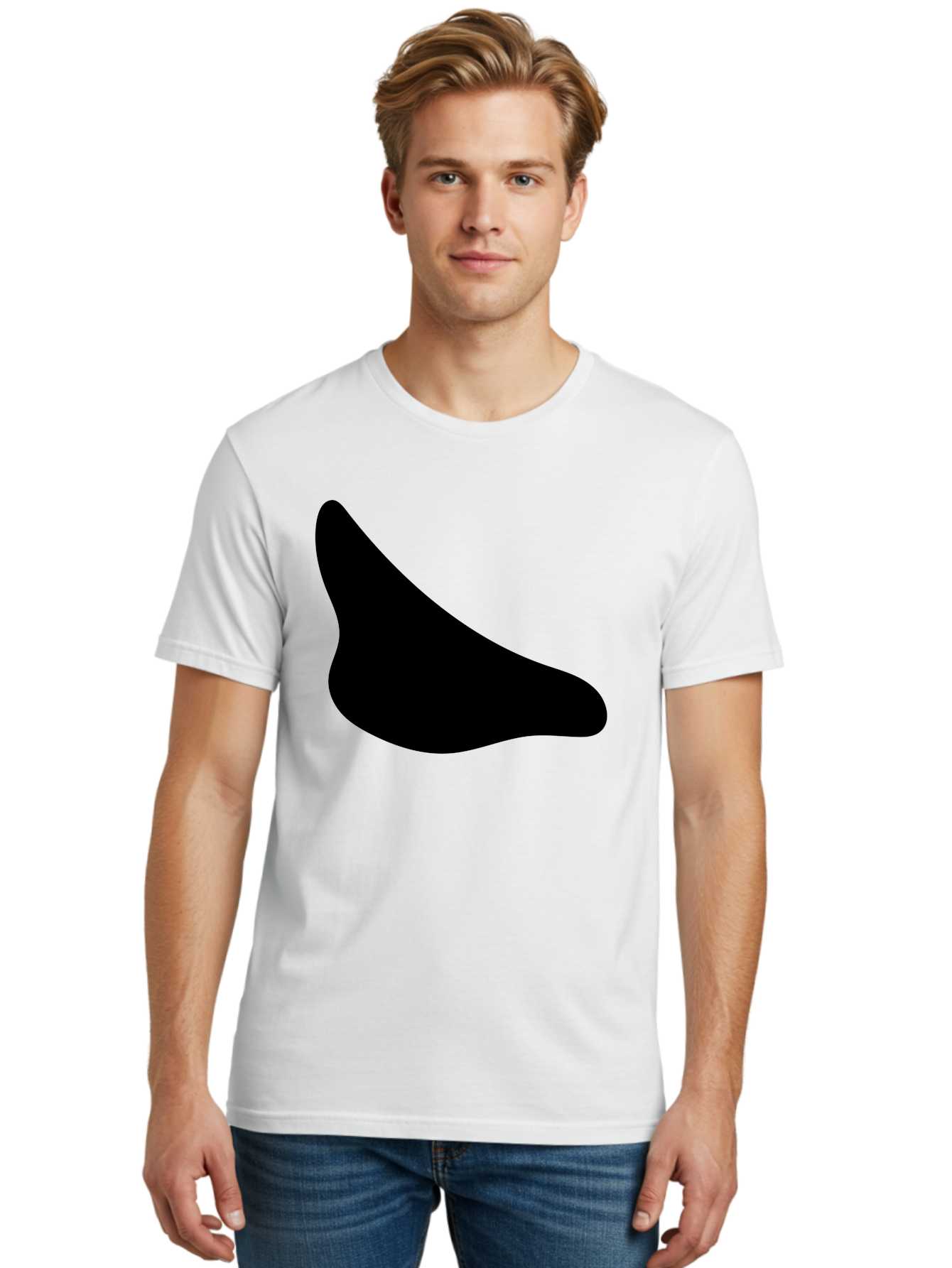 Stylized-Foot Men'S Graphic Tee, 100% Cotton, Comfortable Casual Summer Wear, Machine Washable, Shoe Sole, Footwear Design, Minimalist Shape, Black Silhouette, Simple Graphic, Modern Style - Aaa494