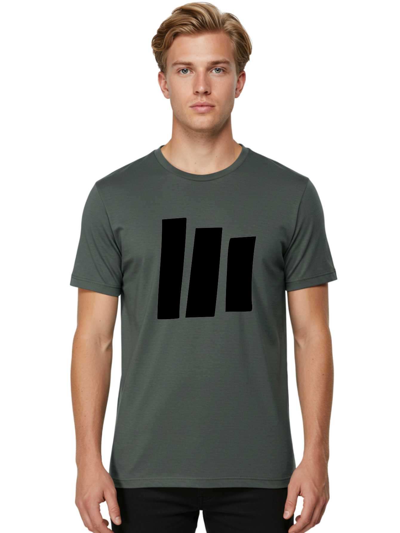 Three-Black-Bars Men'S Graphic Tee, 100% Cotton, Comfortable Casual Summer Wear, Machine Washable, Equalizer Bars, Music Visualization, Audio Levels, Sound Waves, Music Technology, Beat Detection, Frequency Analysis - Aaa496