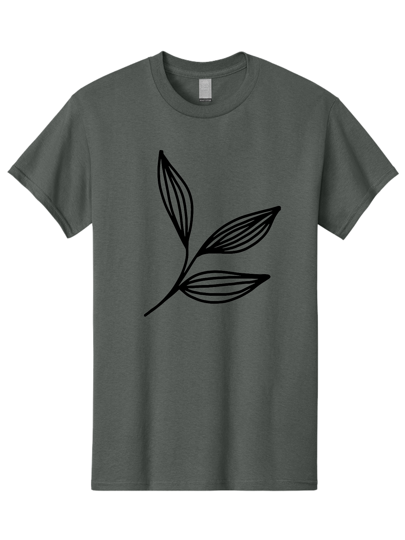Three-Leaf-Stem Men'S Graphic Tee, 100% Cotton, Comfortable Casual Summer Wear, Machine Washable, Minimalist Leaf Design, Simple Line Art, Botanical Illustration, Three Leaves, Black Outline, Natural Theme, Eco-Friendly, Organic Shape - Aaa498
