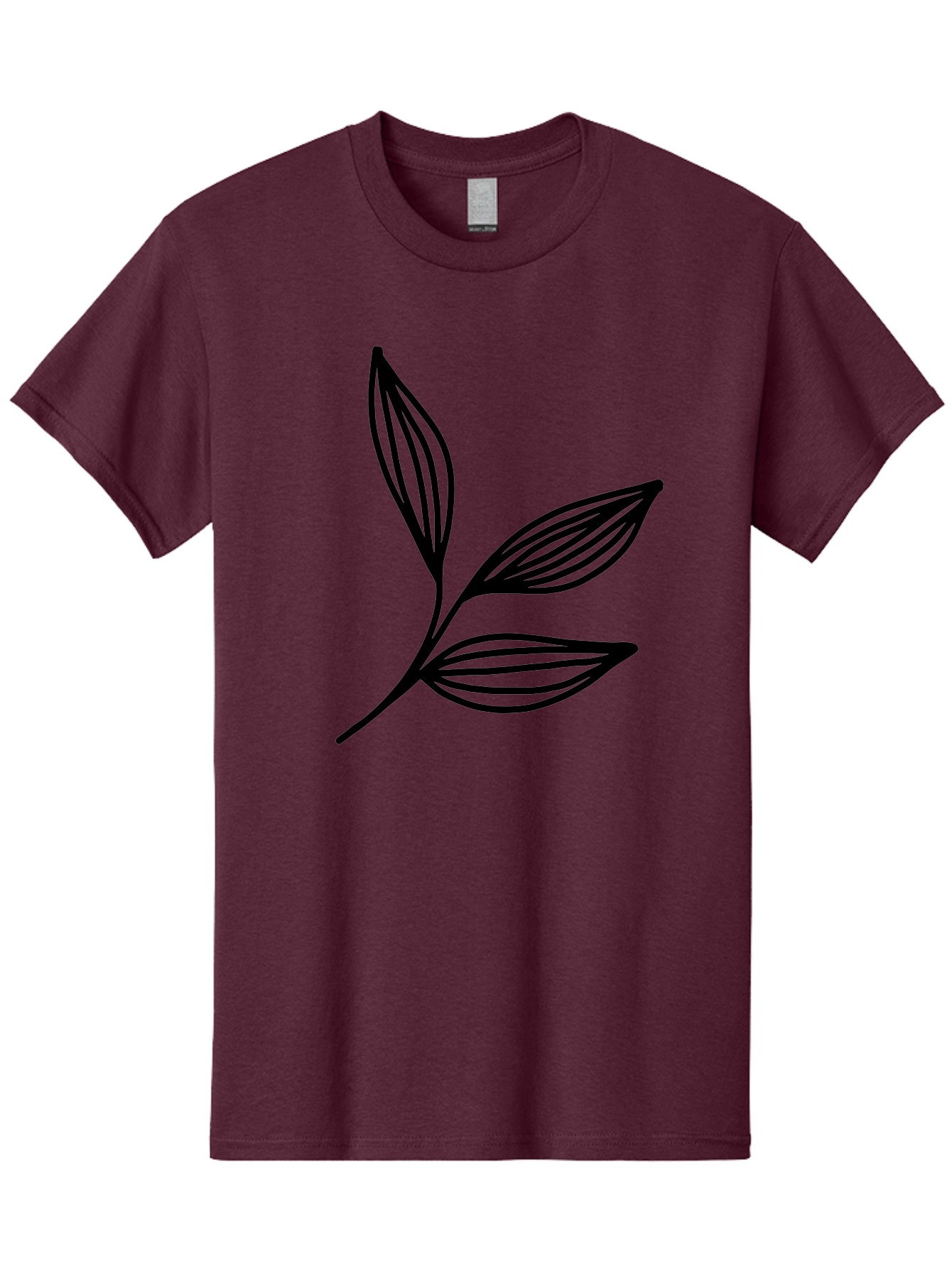 Three-Leaf-Stem Men'S Graphic Tee, 100% Cotton, Comfortable Casual Summer Wear, Machine Washable, Minimalist Leaf Design, Simple Line Art, Botanical Illustration, Three Leaves, Black Outline, Natural Theme, Eco-Friendly, Organic Shape - Aaa498