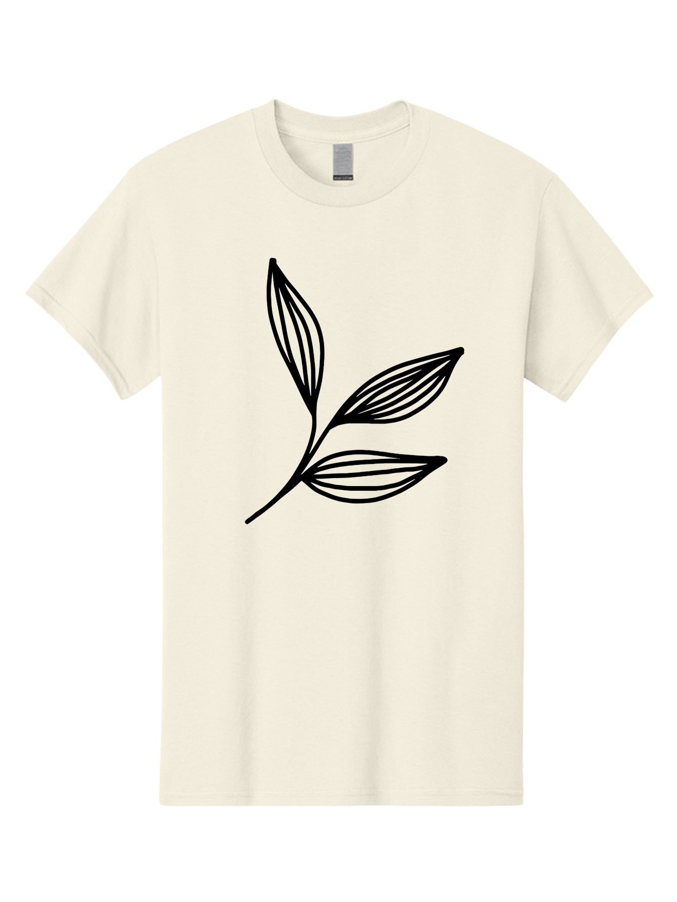 Three-Leaf-Stem Men'S Graphic Tee, 100% Cotton, Comfortable Casual Summer Wear, Machine Washable, Minimalist Leaf Design, Simple Line Art, Botanical Illustration, Three Leaves, Black Outline, Natural Theme, Eco-Friendly, Organic Shape - Aaa498