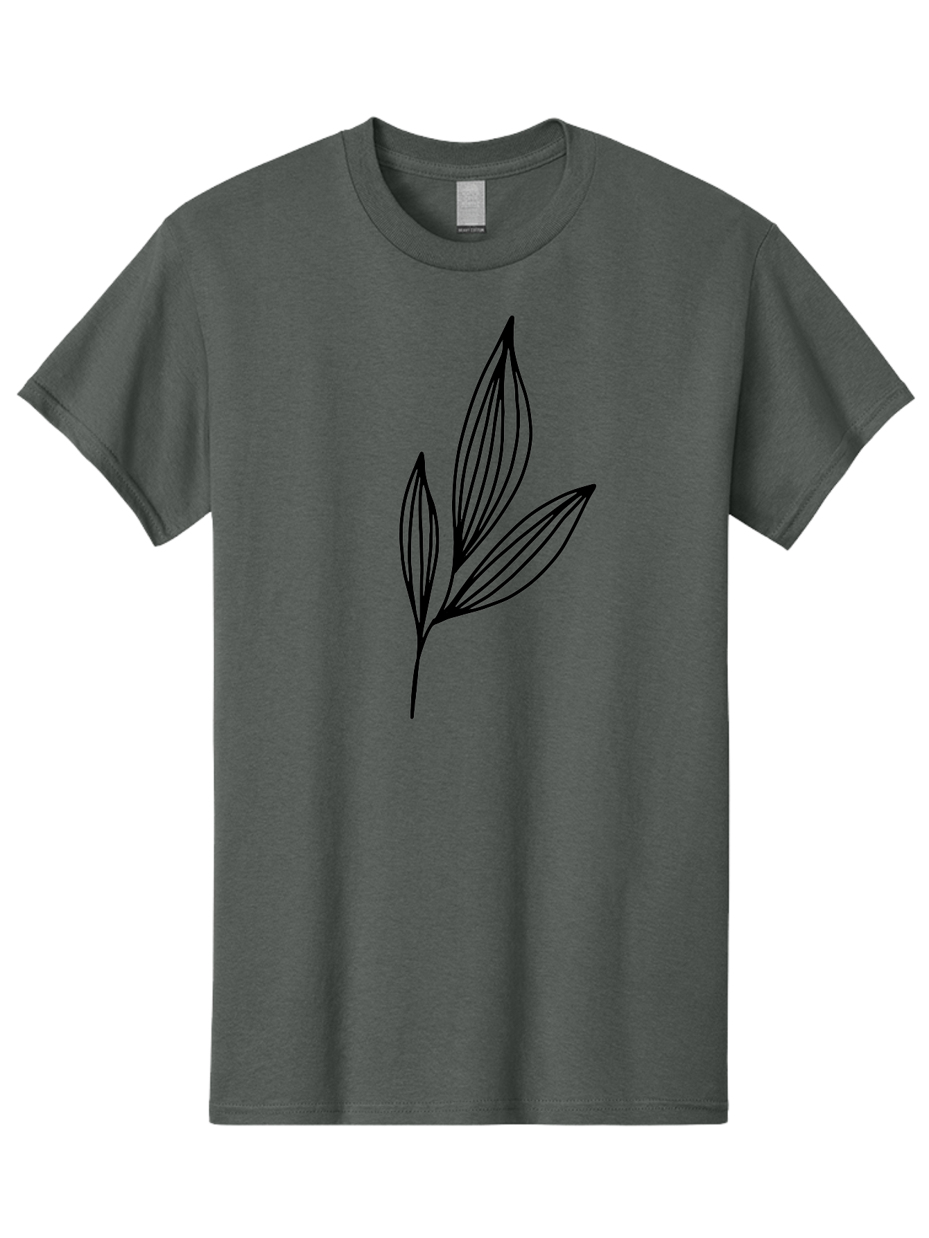 Three-Leaves-1 Men'S Graphic Tee, 100% Cotton, Comfortable Casual Summer Wear, Machine Washable, Simple Leaf Design, Minimalist Leaves, Botanical Illustration, Leaf Outline, Black Lines, Nature-Inspired Graphics, Leaf Pattern - Aaa499
