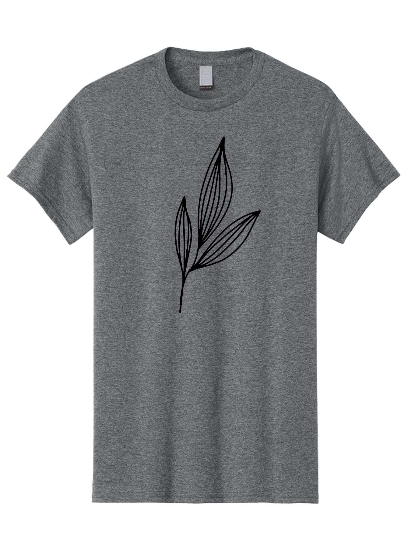 Three-Leaves-1 Men'S Graphic Tee, 100% Cotton, Comfortable Casual Summer Wear, Machine Washable, Simple Leaf Design, Minimalist Leaves, Botanical Illustration, Leaf Outline, Black Lines, Nature-Inspired Graphics, Leaf Pattern - Aaa499