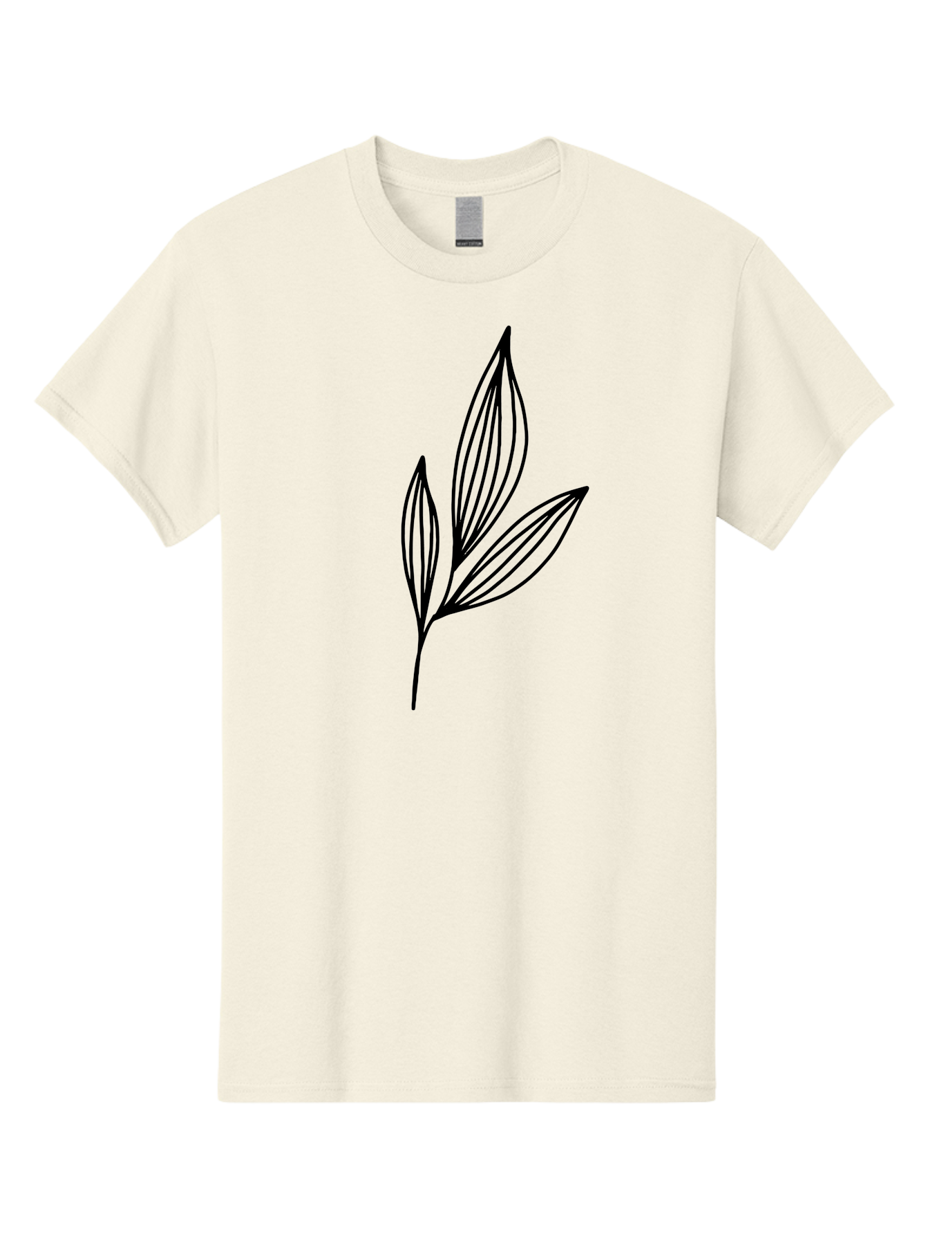 Three-Leaves-1 Men'S Graphic Tee, 100% Cotton, Comfortable Casual Summer Wear, Machine Washable, Simple Leaf Design, Minimalist Leaves, Botanical Illustration, Leaf Outline, Black Lines, Nature-Inspired Graphics, Leaf Pattern - Aaa499
