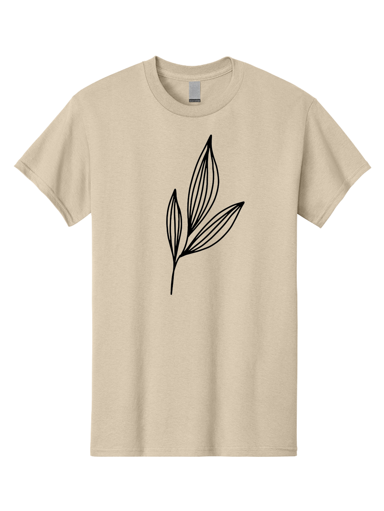 Three-Leaves-1 Men'S Graphic Tee, 100% Cotton, Comfortable Casual Summer Wear, Machine Washable, Simple Leaf Design, Minimalist Leaves, Botanical Illustration, Leaf Outline, Black Lines, Nature-Inspired Graphics, Leaf Pattern - Aaa499