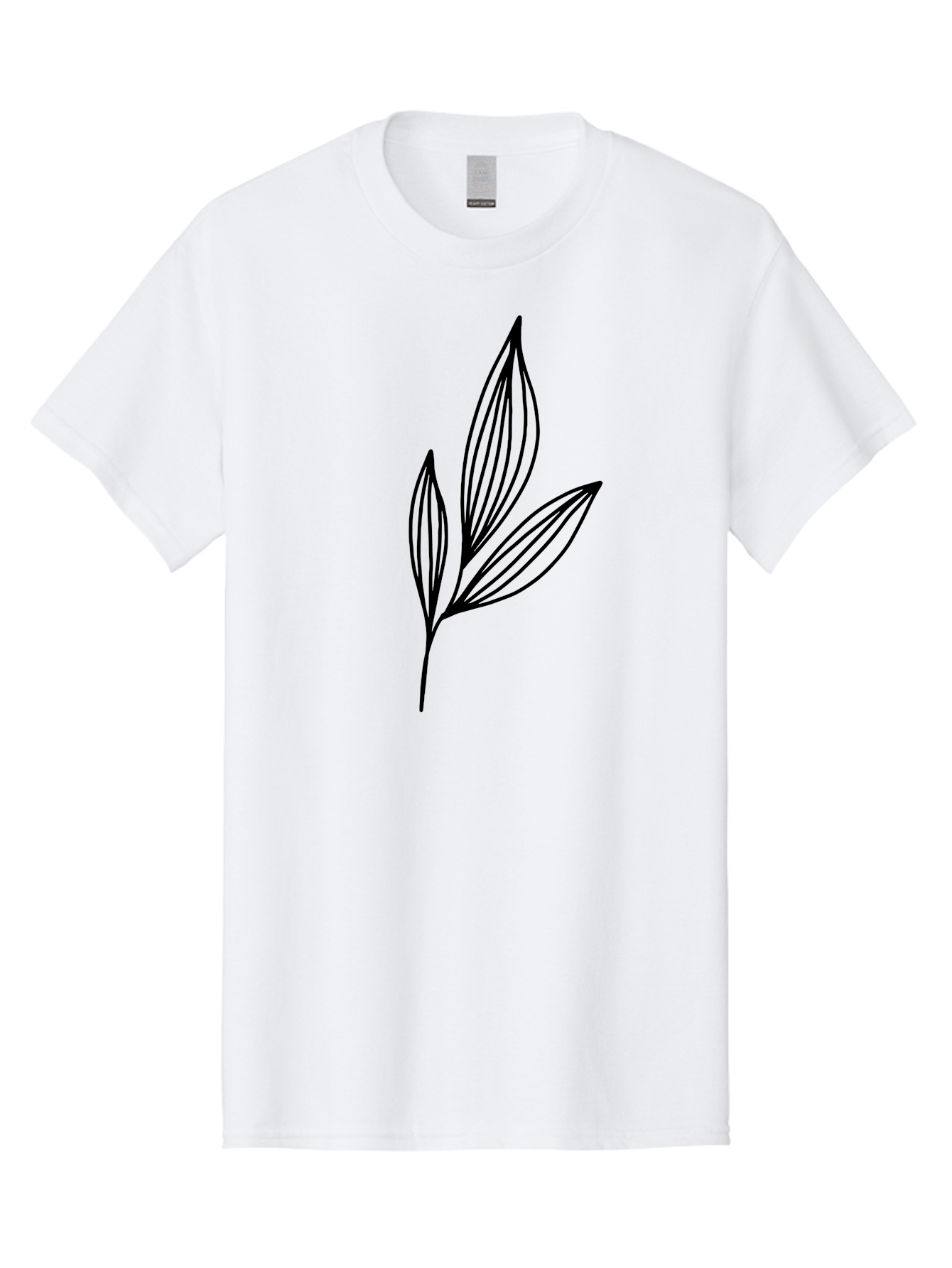 Three-Leaves-1 Men'S Graphic Tee, 100% Cotton, Comfortable Casual Summer Wear, Machine Washable, Simple Leaf Design, Minimalist Leaves, Botanical Illustration, Leaf Outline, Black Lines, Nature-Inspired Graphics, Leaf Pattern - Aaa499
