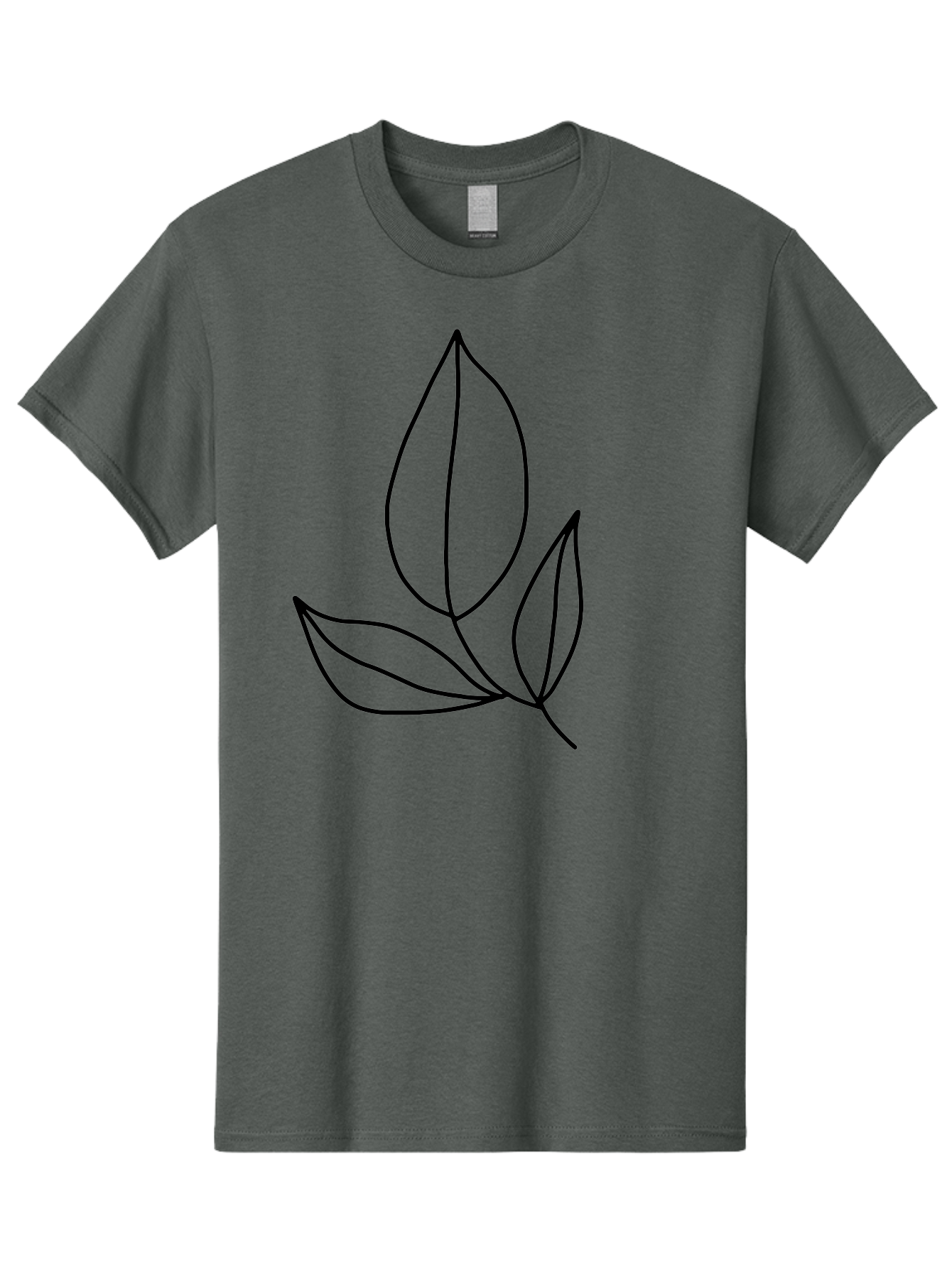 Three-Leaves Men'S Graphic Tee, 100% Cotton, Comfortable Casual Summer Wear, Machine Washable, Simple Leaf Design, Minimalist Art, Leaf Illustration, Black Lines, Leaf Silhouettes, Nature-Inspired Graphics, Botanical Art, Clean Lines, - Aaa500