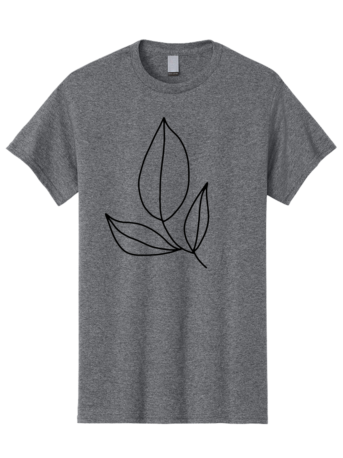 Three-Leaves Men'S Graphic Tee, 100% Cotton, Comfortable Casual Summer Wear, Machine Washable, Simple Leaf Design, Minimalist Art, Leaf Illustration, Black Lines, Leaf Silhouettes, Nature-Inspired Graphics, Botanical Art, Clean Lines, - Aaa500