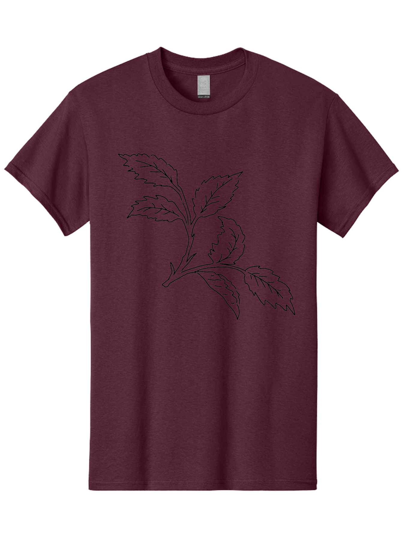 Tomato-Branch Men'S Graphic Tee, 100% Cotton, Comfortable Casual Summer Wear, Machine Washable, Tomato Leaves, Leafy Greens, Botanical Illustration, Leaf Structure, Simple Line Art, Garden Graphics, Vegetable Art - Aaa502