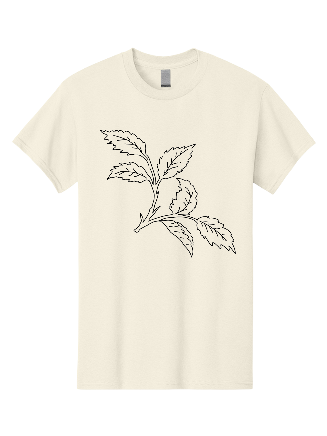 Tomato-Branch Men'S Graphic Tee, 100% Cotton, Comfortable Casual Summer Wear, Machine Washable, Tomato Leaves, Leafy Greens, Botanical Illustration, Leaf Structure, Simple Line Art, Garden Graphics, Vegetable Art - Aaa502