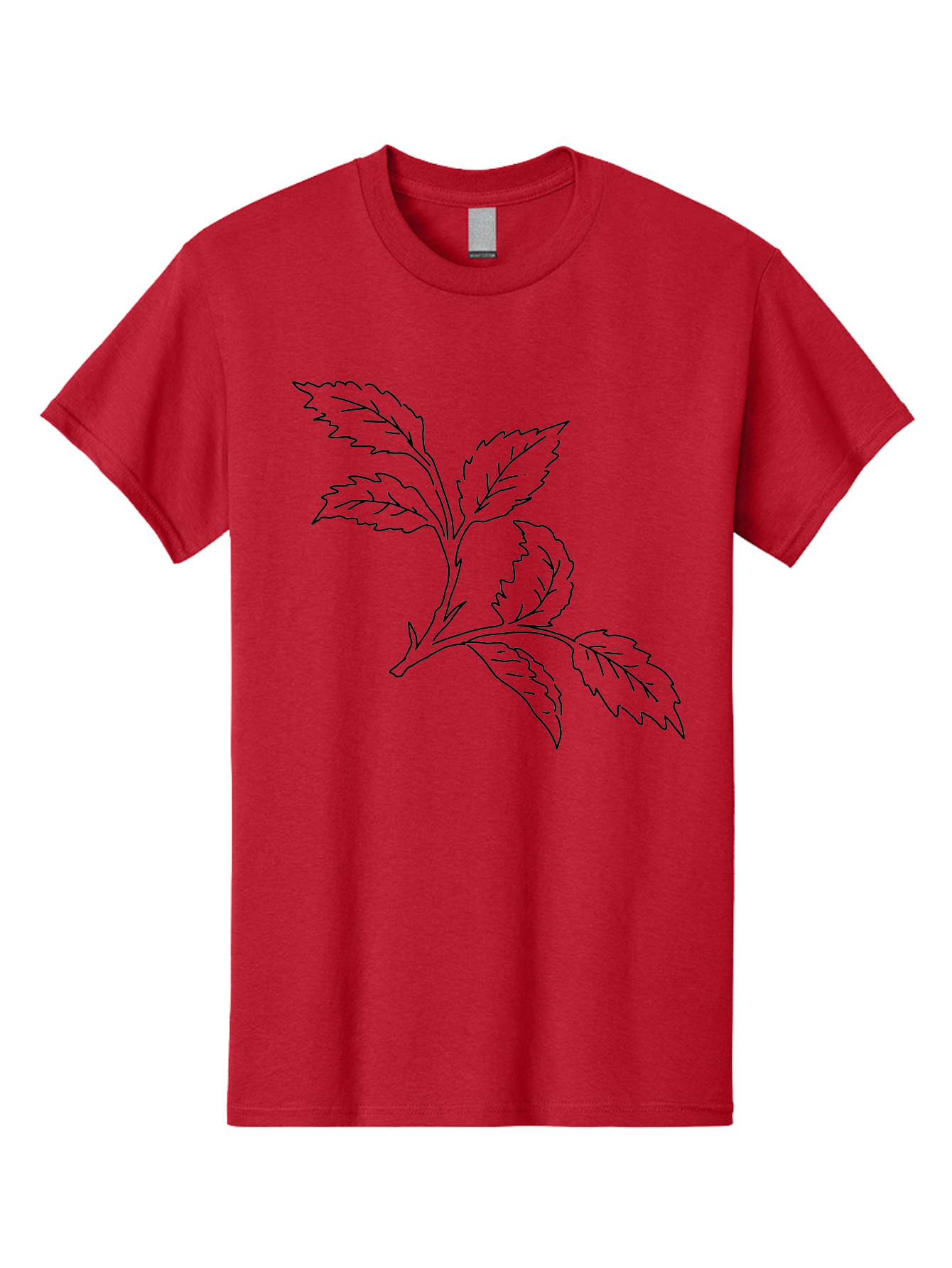 Tomato-Branch Men'S Graphic Tee, 100% Cotton, Comfortable Casual Summer Wear, Machine Washable, Tomato Leaves, Leafy Greens, Botanical Illustration, Leaf Structure, Simple Line Art, Garden Graphics, Vegetable Art - Aaa502