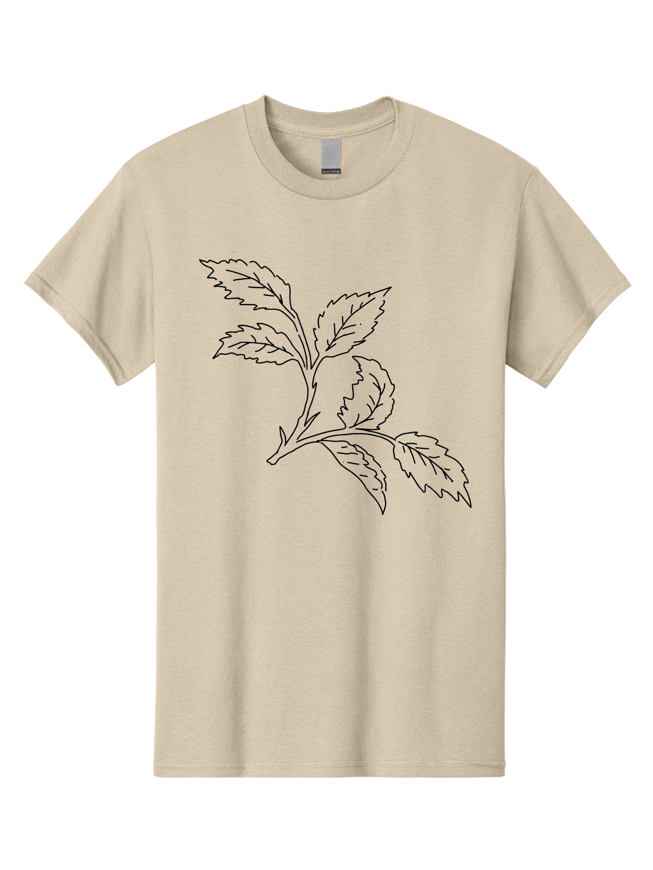 Tomato-Branch Men'S Graphic Tee, 100% Cotton, Comfortable Casual Summer Wear, Machine Washable, Tomato Leaves, Leafy Greens, Botanical Illustration, Leaf Structure, Simple Line Art, Garden Graphics, Vegetable Art - Aaa502