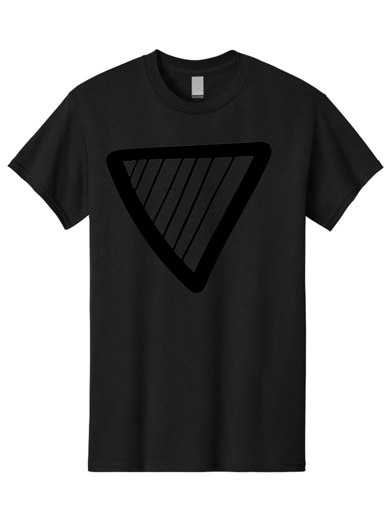 Triangle Men'S Graphic Tee, 100% Cotton, Comfortable Casual Summer Wear, Machine Washable, Triangle Shape, Yield Sign, Caution Sign, Black Outline, Warning Symbol, Traffic Sign, Road Safety, Diagonal Lines - Aaa503
