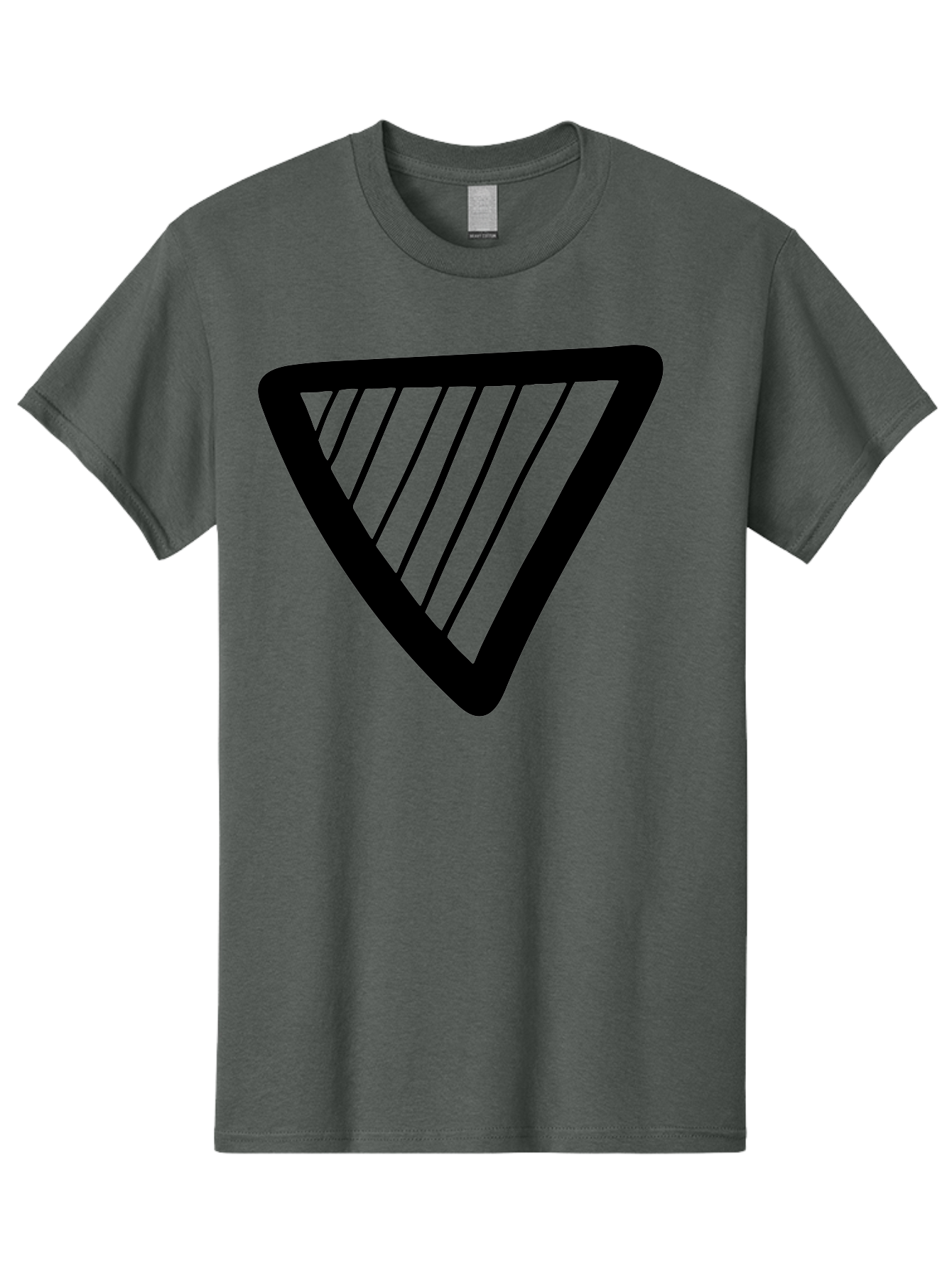 Triangle Men'S Graphic Tee, 100% Cotton, Comfortable Casual Summer Wear, Machine Washable, Triangle Shape, Yield Sign, Caution Sign, Black Outline, Warning Symbol, Traffic Sign, Road Safety, Diagonal Lines - Aaa503
