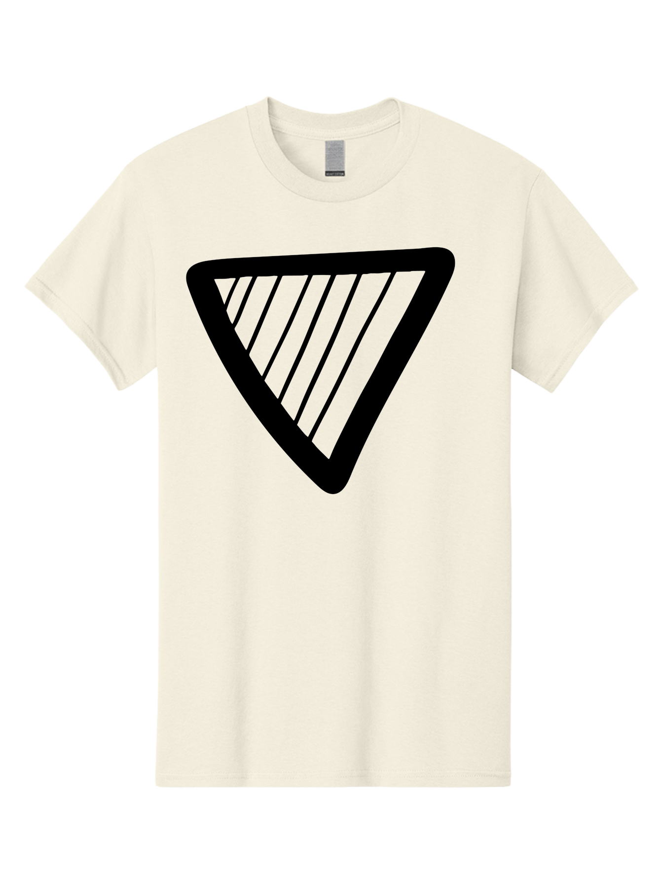 Triangle Men'S Graphic Tee, 100% Cotton, Comfortable Casual Summer Wear, Machine Washable, Triangle Shape, Yield Sign, Caution Sign, Black Outline, Warning Symbol, Traffic Sign, Road Safety, Diagonal Lines - Aaa503