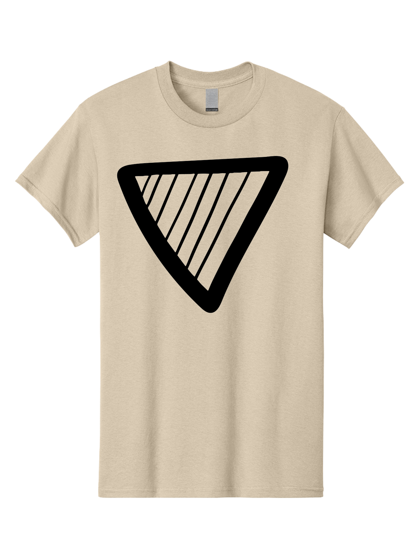 Triangle Men'S Graphic Tee, 100% Cotton, Comfortable Casual Summer Wear, Machine Washable, Triangle Shape, Yield Sign, Caution Sign, Black Outline, Warning Symbol, Traffic Sign, Road Safety, Diagonal Lines - Aaa503