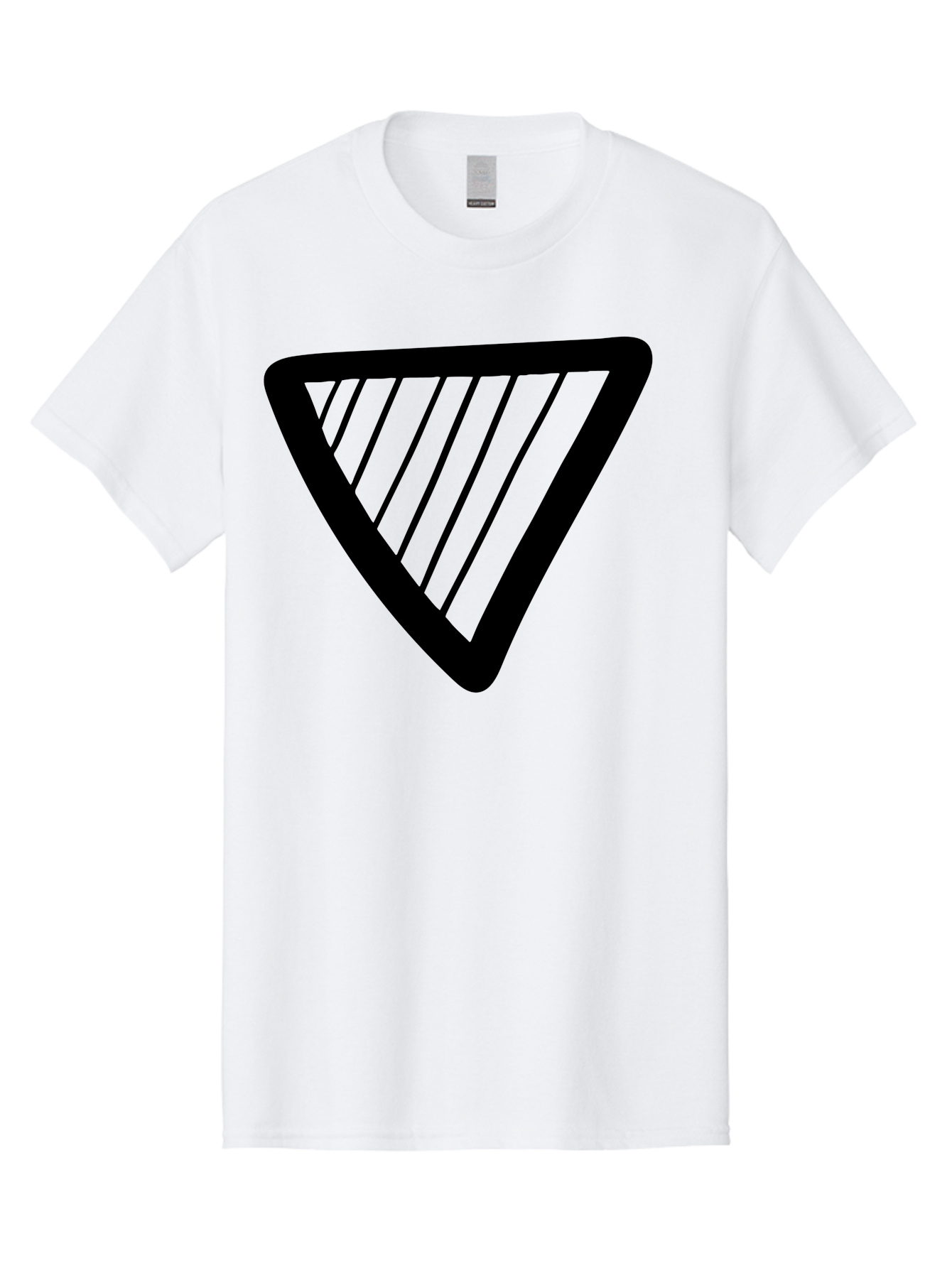 Triangle Men'S Graphic Tee, 100% Cotton, Comfortable Casual Summer Wear, Machine Washable, Triangle Shape, Yield Sign, Caution Sign, Black Outline, Warning Symbol, Traffic Sign, Road Safety, Diagonal Lines - Aaa503