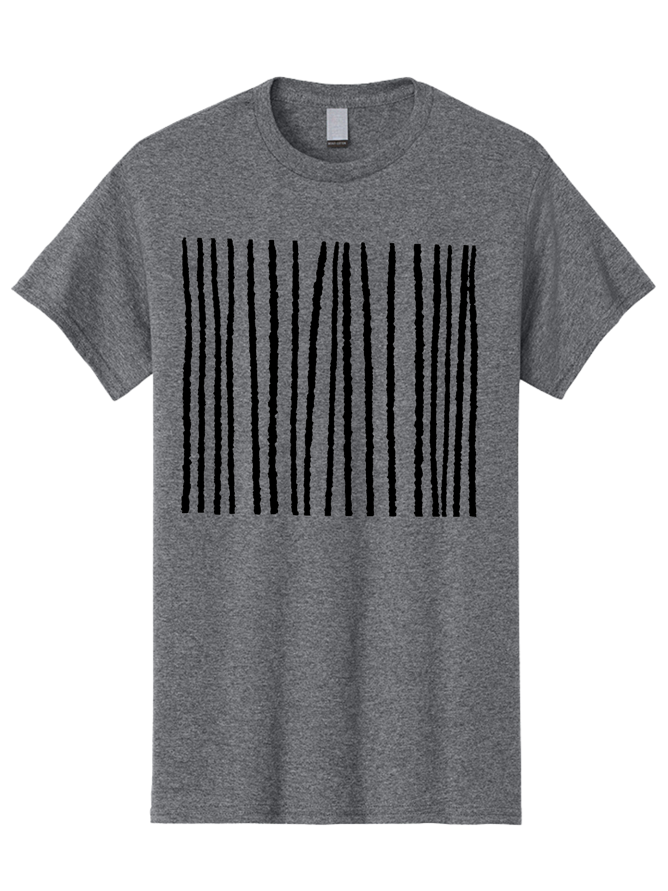 Vertical-Black-Lines Men'S Graphic Tee, 100% Cotton, Comfortable Casual Summer Wear, Machine Washable, Barcode Pattern, Black Stripes, Rough Texture, Vertical Lines, Code Design, Identification Label, Scannable Code, Product Labeling - Aaa504