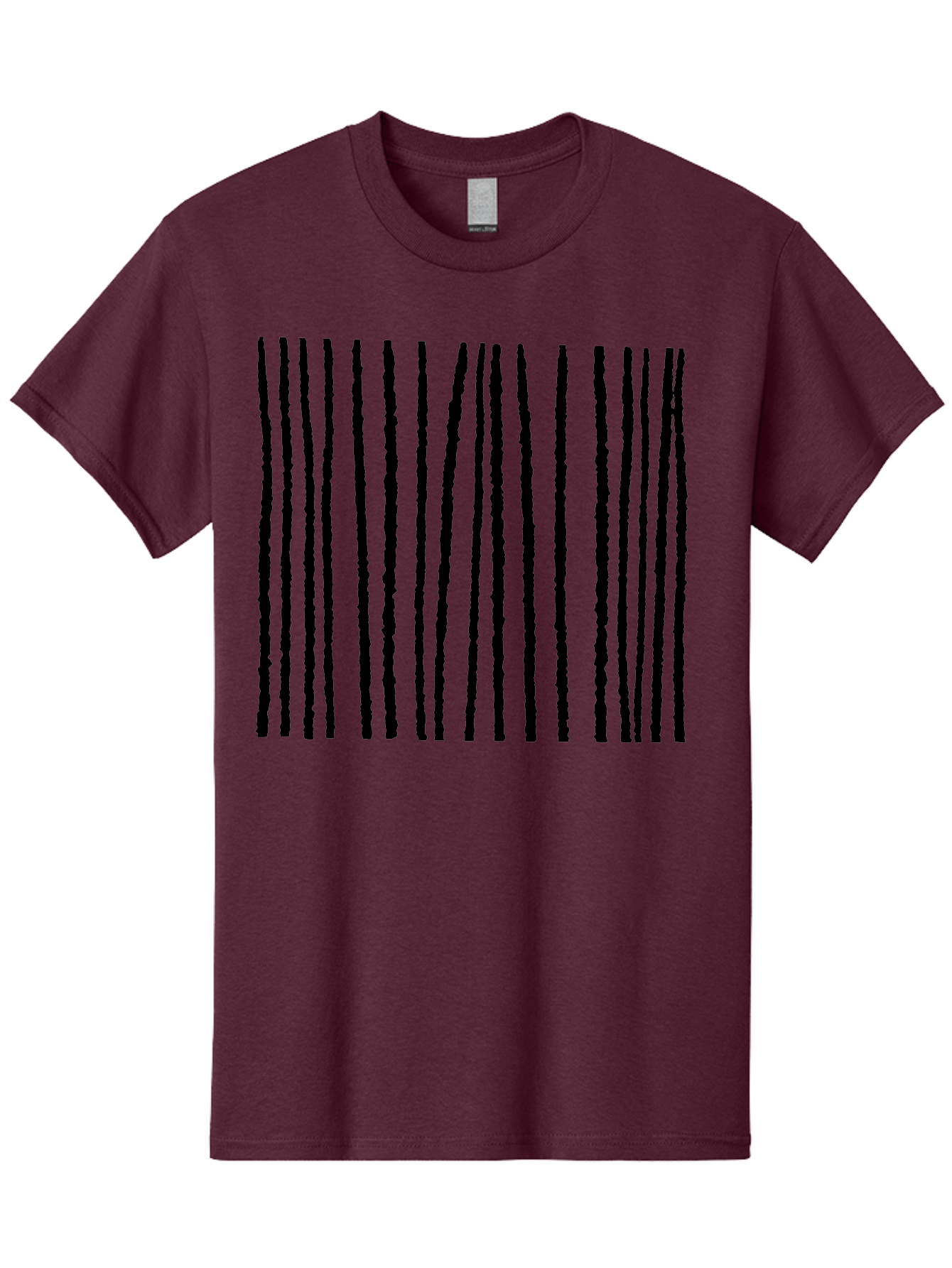 Vertical-Black-Lines Men'S Graphic Tee, 100% Cotton, Comfortable Casual Summer Wear, Machine Washable, Barcode Pattern, Black Stripes, Rough Texture, Vertical Lines, Code Design, Identification Label, Scannable Code, Product Labeling - Aaa504