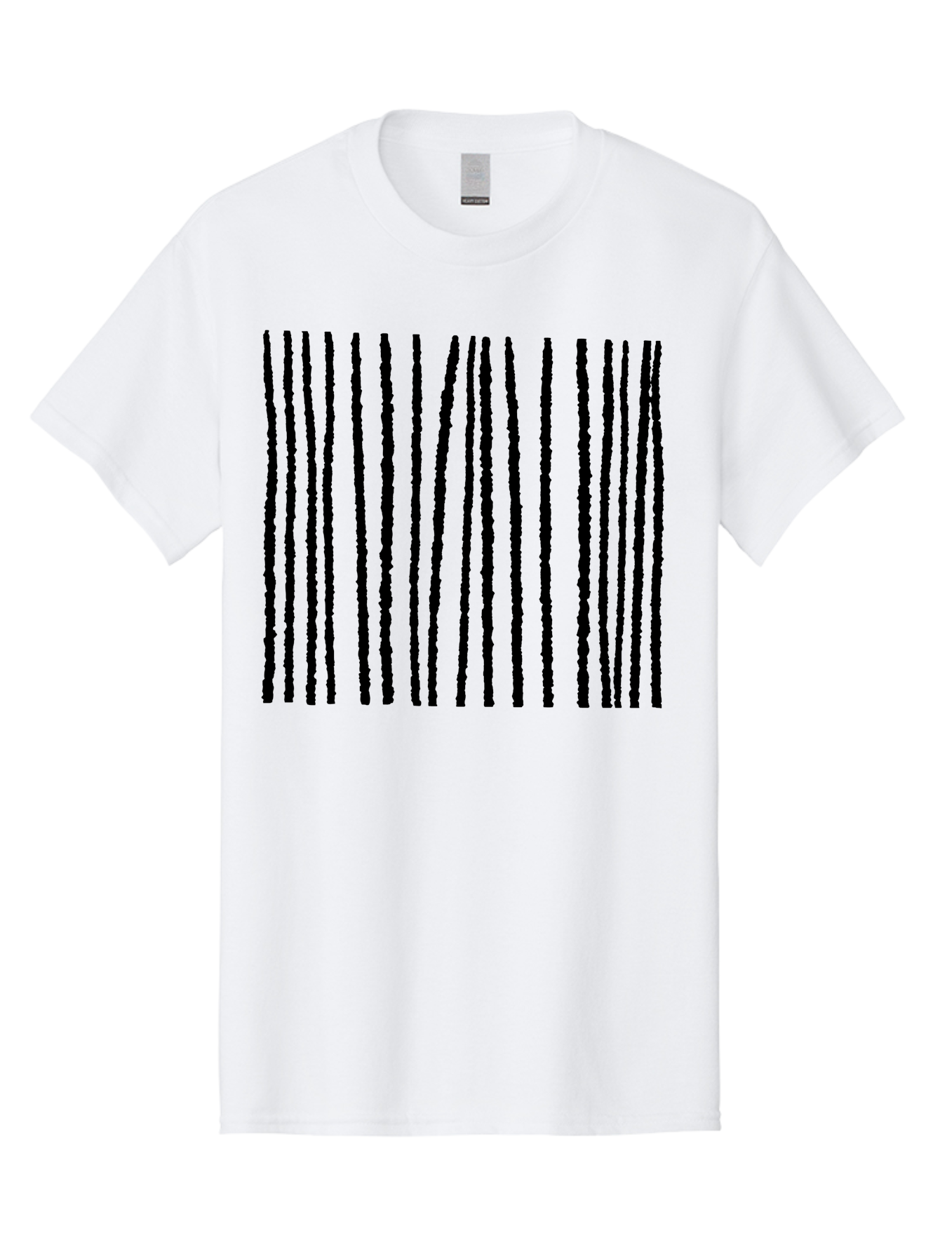 Vertical-Black-Lines Men'S Graphic Tee, 100% Cotton, Comfortable Casual Summer Wear, Machine Washable, Barcode Pattern, Black Stripes, Rough Texture, Vertical Lines, Code Design, Identification Label, Scannable Code, Product Labeling - Aaa504