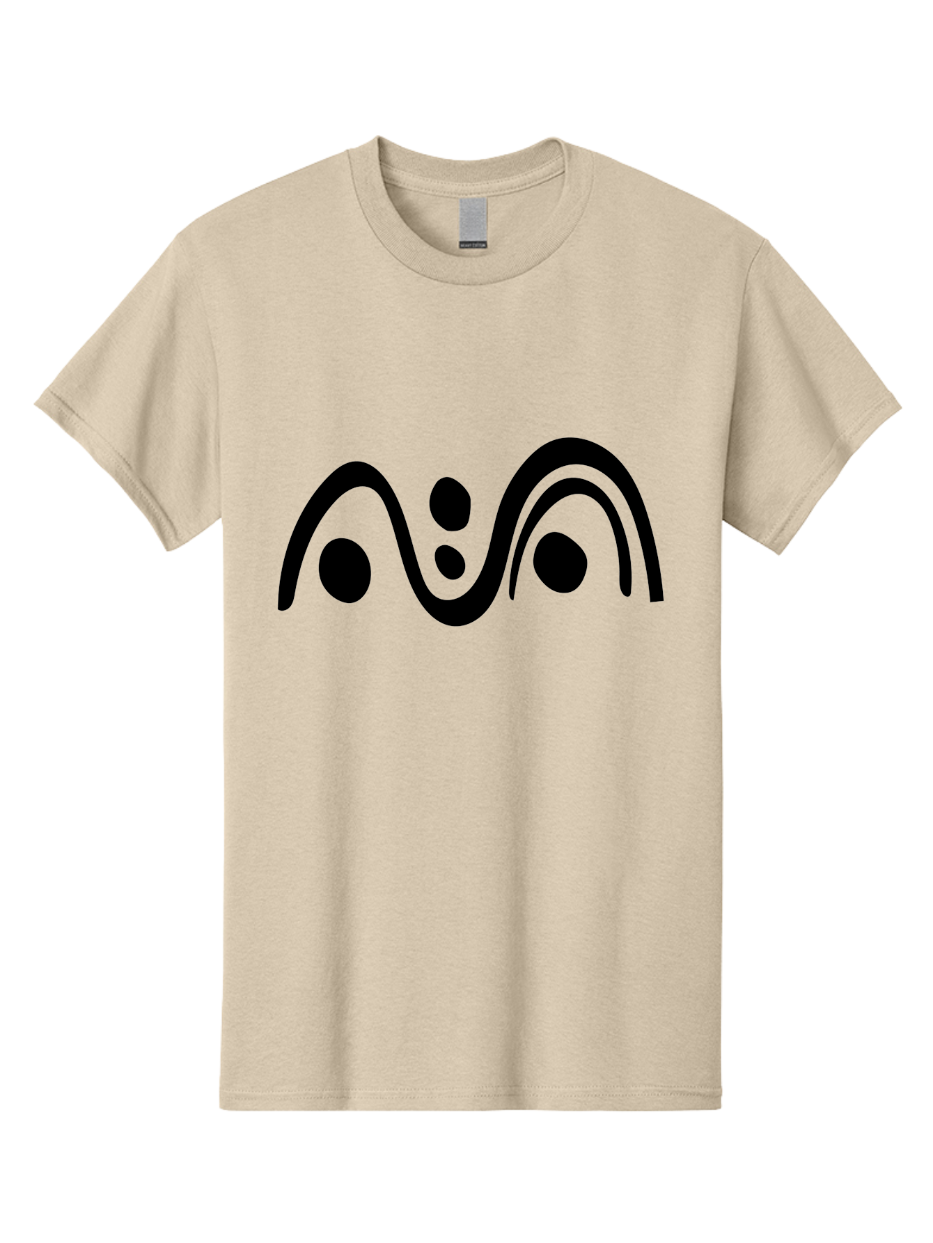 Wavy-Lines-And-Dots Men'S Graphic Tee, 100% Cotton, Comfortable Casual Summer Wear, Machine Washable, Abstract Design, Minimalist Art, Black Silhouettes, Flowing Shapes, Curved Lines, Creative Pattern, Modern Graphic - Aaa507