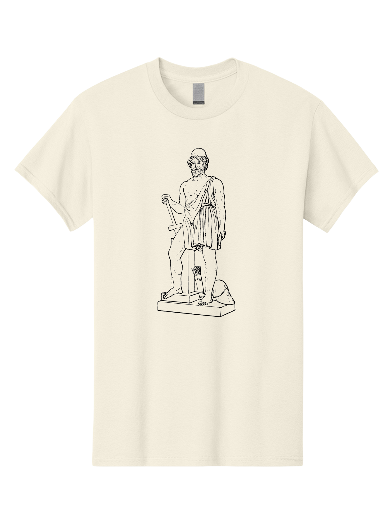 Ancient-Greek-Statue Men'S Graphic Tee, 100% Cotton, Comfortable Casual Summer Wear, Machine Washable, Ancient Greek Statue, Hippocrates Figure, Classical Art, Historical Landmark, Medical Heritage, Greek Physician, Symbolic Representation, - Aaa512