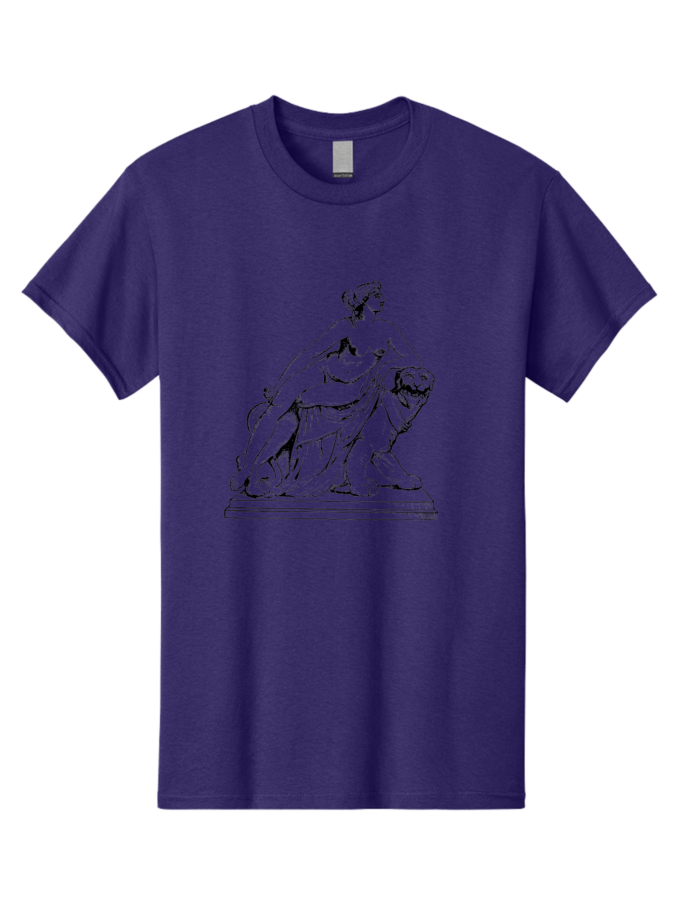 Aphrodite-Riding-Lion Men'S Graphic Tee, 100% Cotton, Comfortable Casual Summer Wear, Machine Washable, Classical Art, Greek Mythology, Female Figure, Lion Statue, Nude Woman, Goddess Aphrodite, Sensual Pose, Elegant Draping, - Aaa514