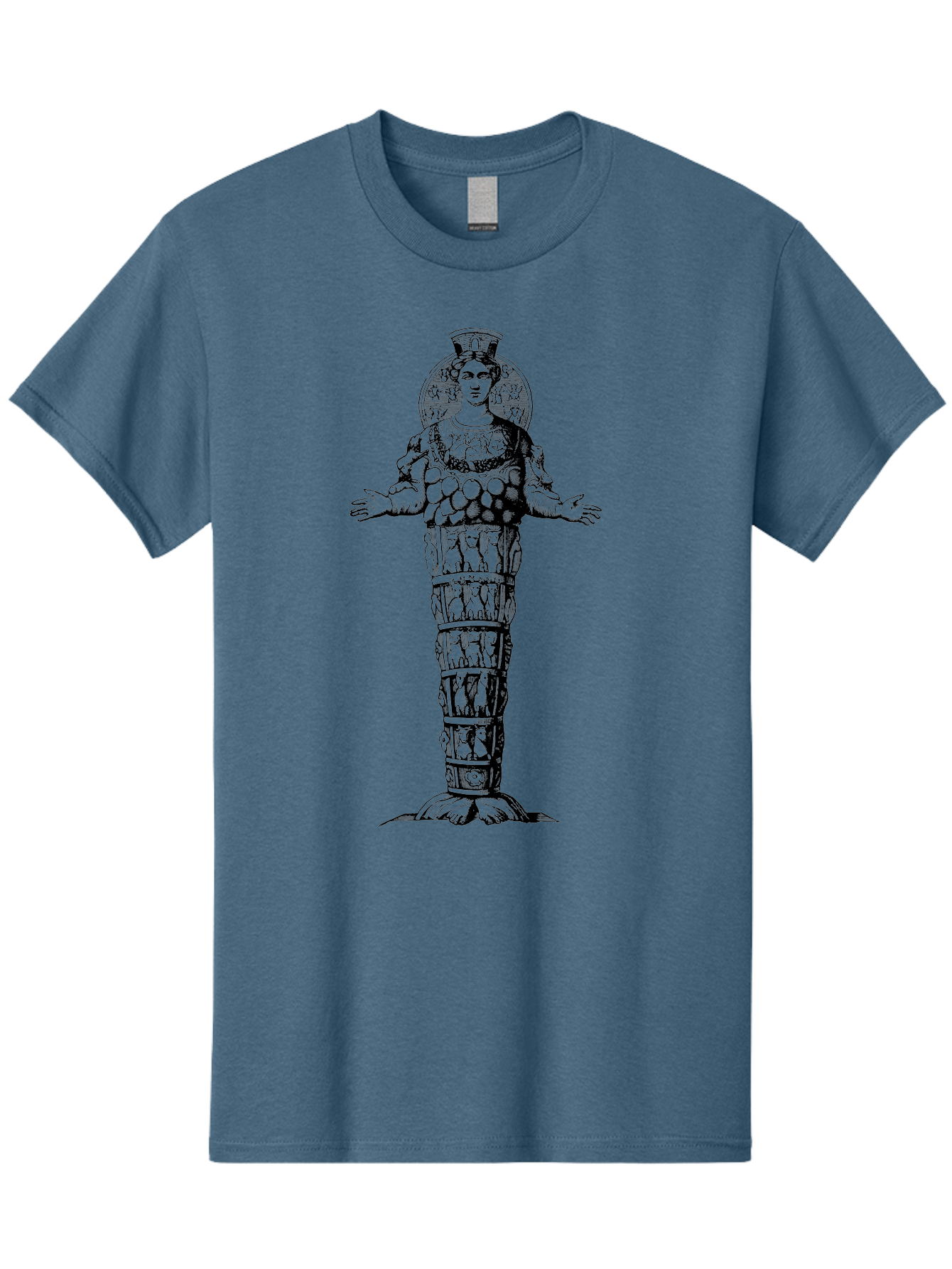 Artemis-Of-Ephesus Men'S Graphic Tee, 100% Cotton, Comfortable Casual Summer Wear, Machine Washable, Ancient Greek Goddess, Ephesian Artemis, Fertility Symbol, Multiple Breasts, Ornate Headdress, Mystical Aura, Historical Artifact, - Aaa516