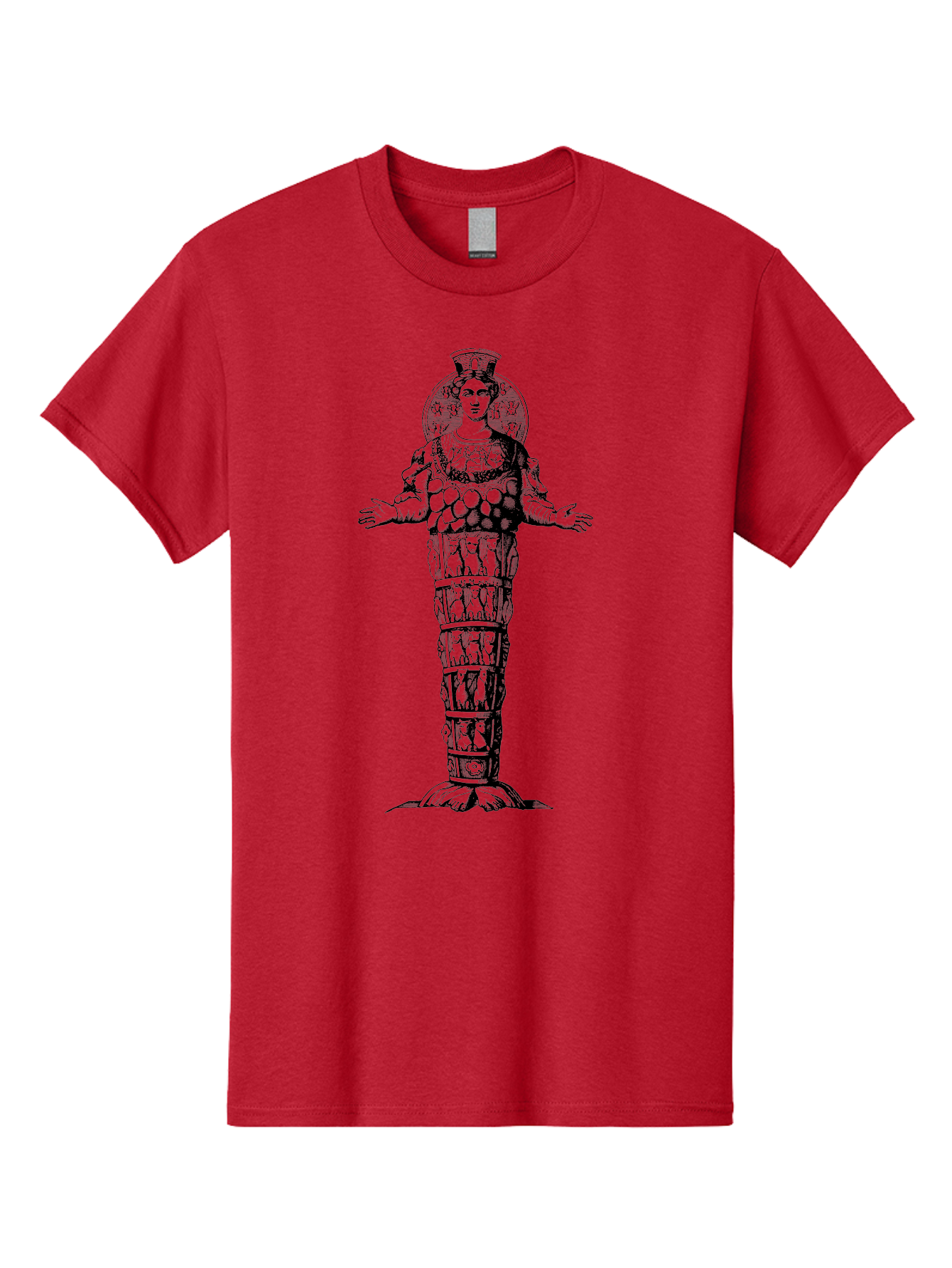 Artemis-Of-Ephesus Men'S Graphic Tee, 100% Cotton, Comfortable Casual Summer Wear, Machine Washable, Ancient Greek Goddess, Ephesian Artemis, Fertility Symbol, Multiple Breasts, Ornate Headdress, Mystical Aura, Historical Artifact, - Aaa516