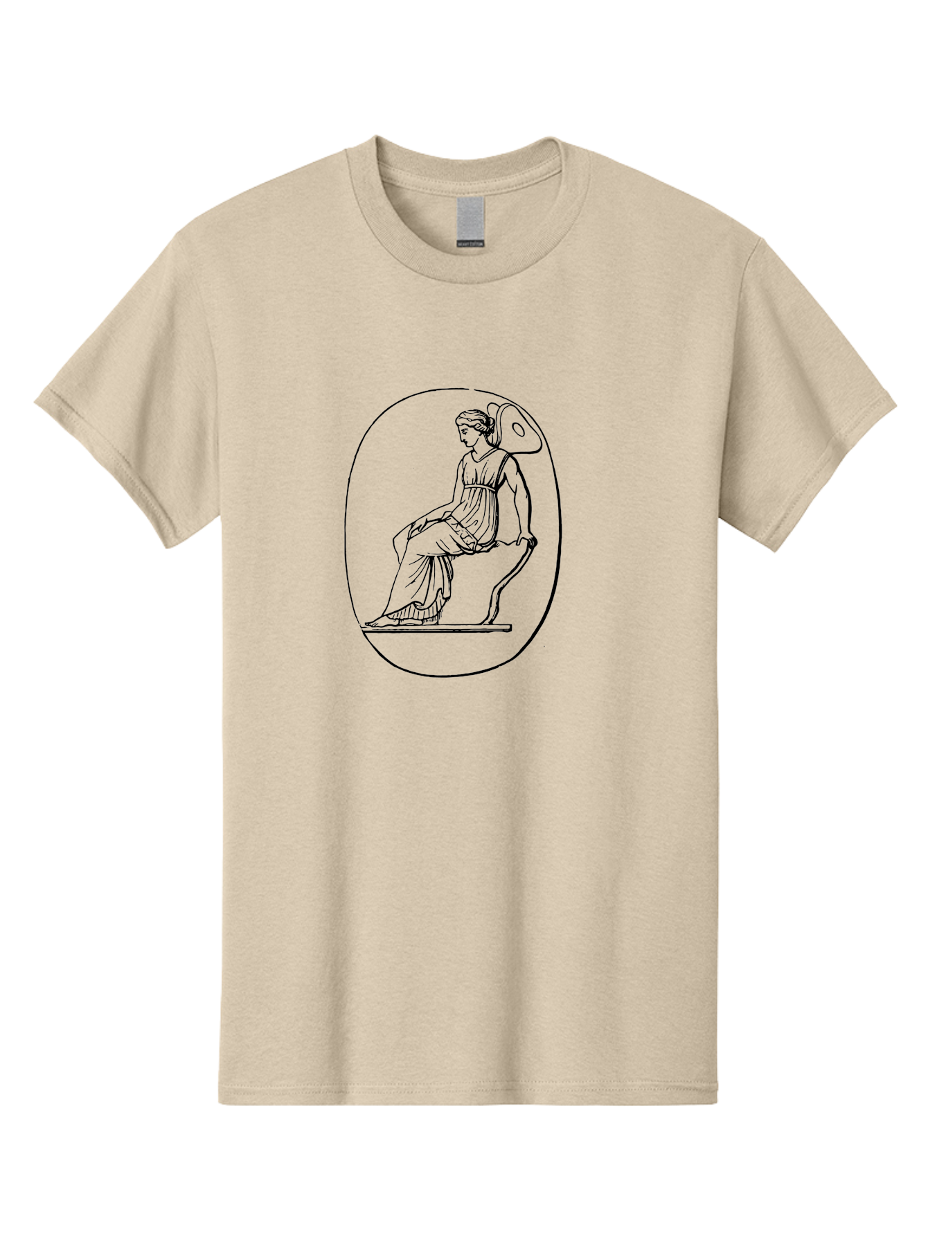 Athena-1 Men'S Graphic Tee, 100% Cotton, Comfortable Casual Summer Wear, Machine Washable, Woman Sitting On Chair, Ancient Greek Style, Classical Art, Feminine Figure, Relaxed Pose, Elegant Design, Minimalist Line Art, - Aaa517