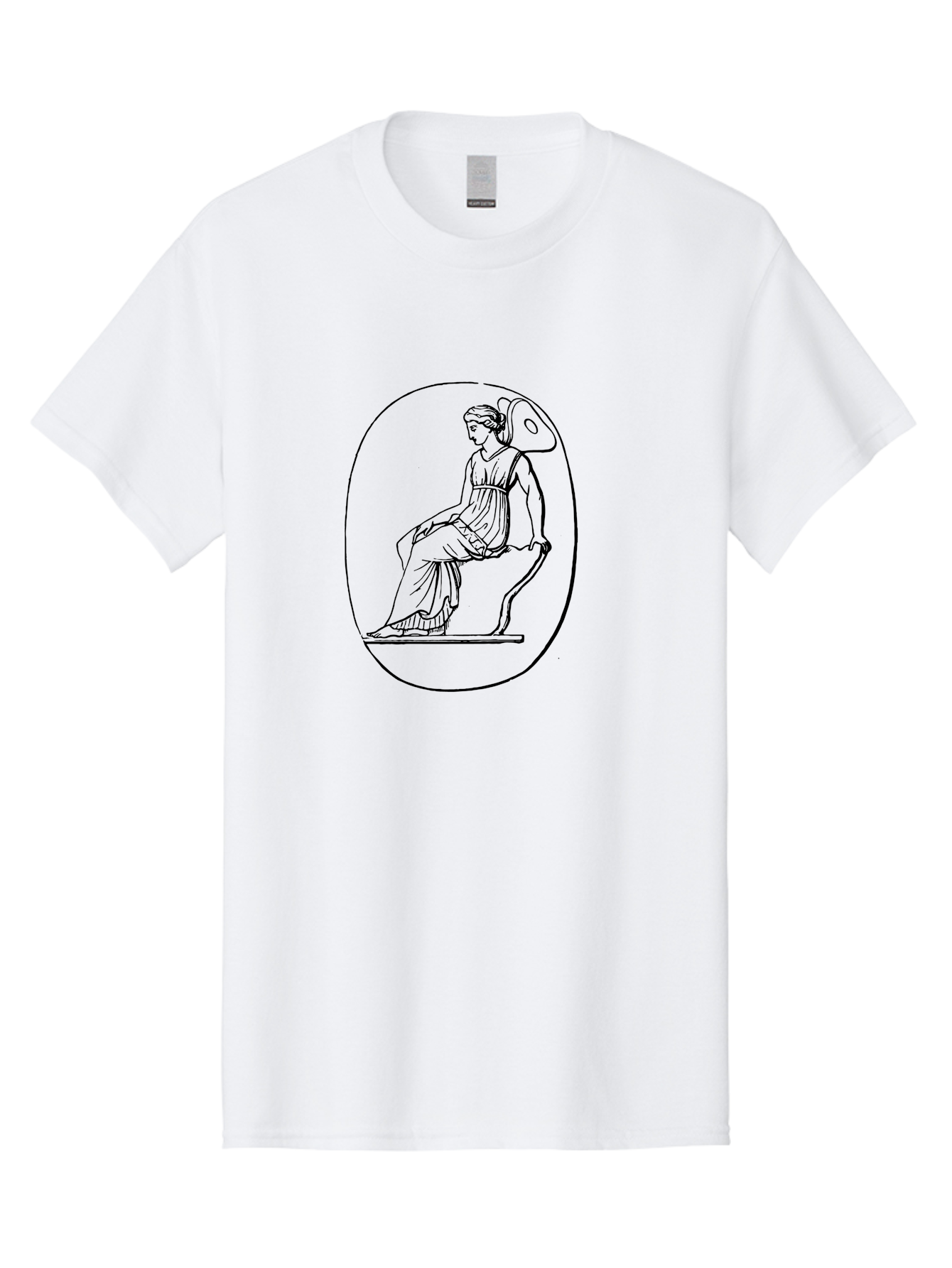 Athena-1 Men'S Graphic Tee, 100% Cotton, Comfortable Casual Summer Wear, Machine Washable, Woman Sitting On Chair, Ancient Greek Style, Classical Art, Feminine Figure, Relaxed Pose, Elegant Design, Minimalist Line Art, - Aaa517