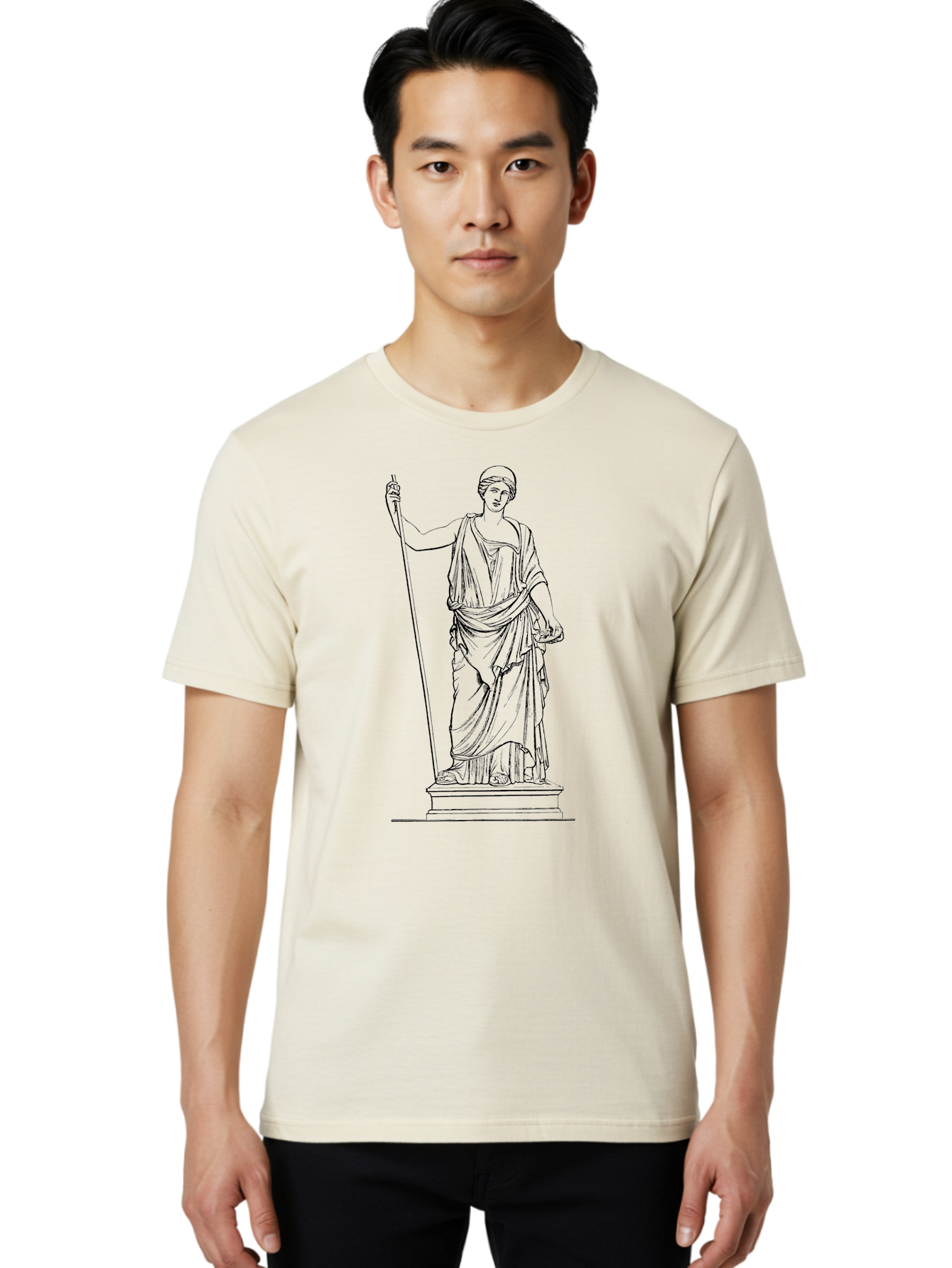 Athena Men'S Graphic Tee, 100% Cotton, Comfortable Casual Summer Wear, Machine Washable, Ancient Greek Goddess, Pallas Athena, Mythological Figure, Classical Art, Greek Mythology, Historical Illustration, Traditional Art, Warrior Goddess, - Aaa518