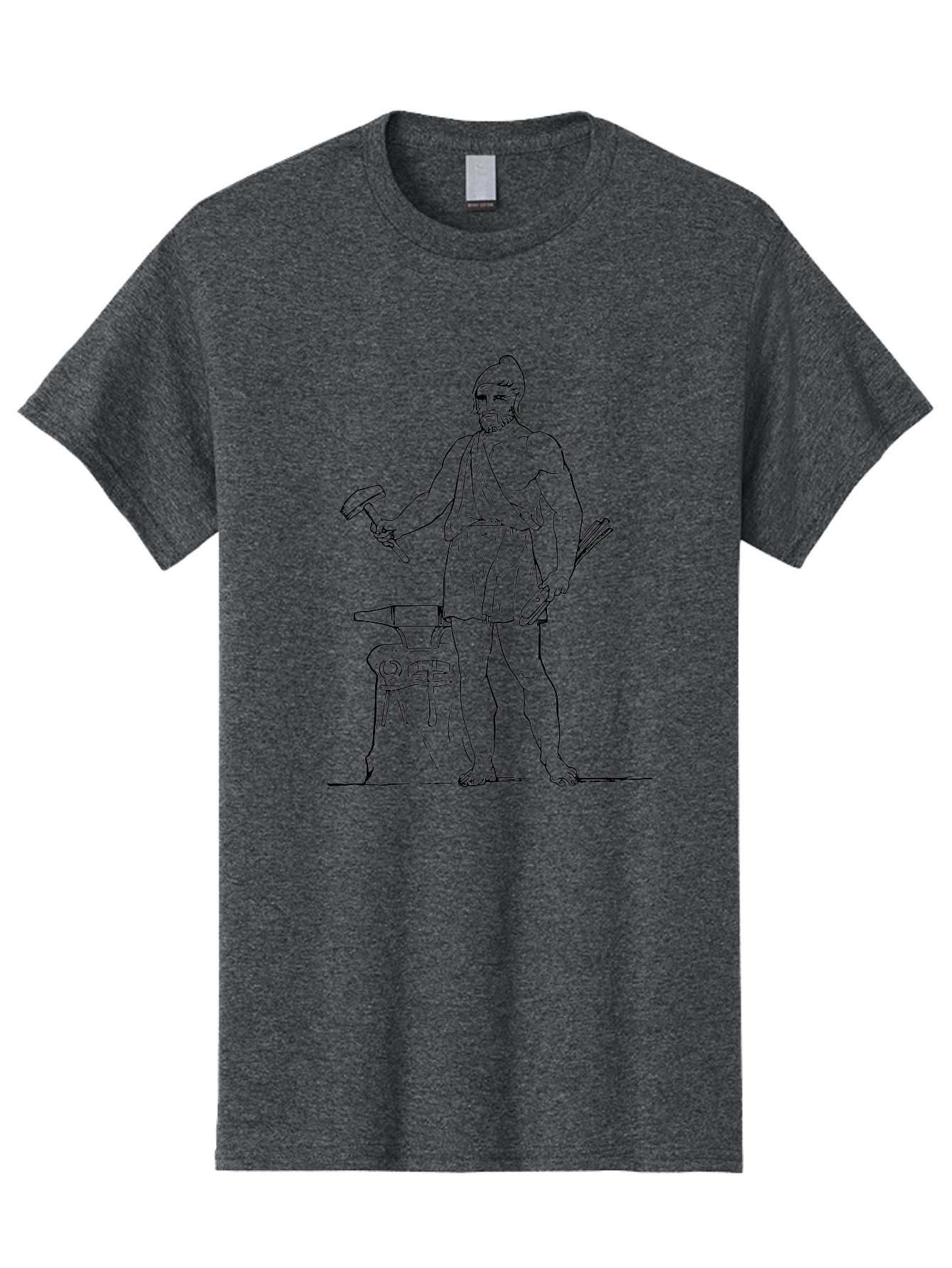 Blacksmith Men'S Graphic Tee, 100% Cotton, Comfortable Casual Summer Wear, Machine Washable, Ancient Greek Blacksmith, Hephaestus, Hammer In Hand, Standing By Anvil, God Of Fire, Mythology, Craftsmanship, Metalwork, Godly Attire, Beard - Aaa520