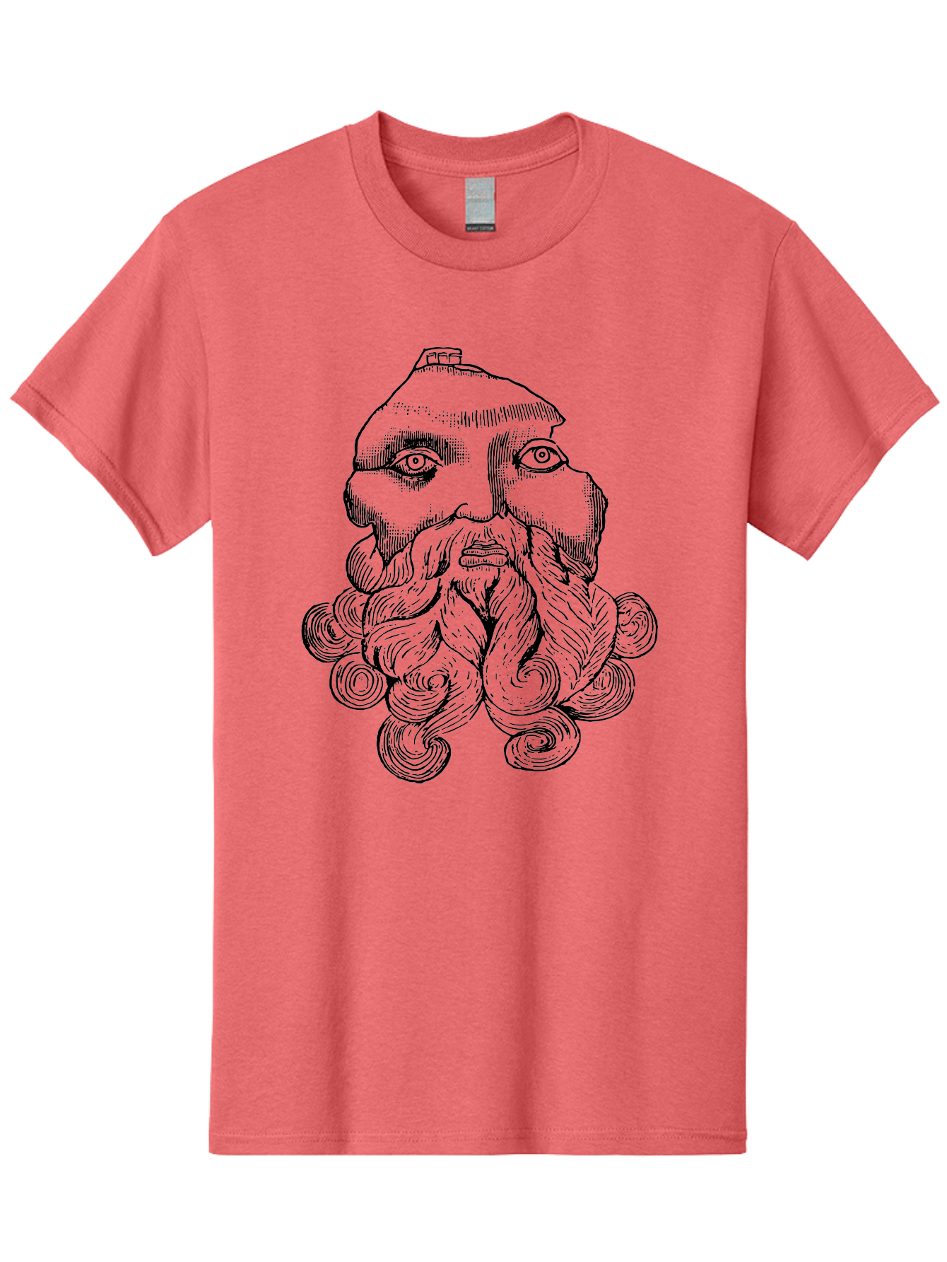 Brahma Men'S Graphic Tee, 100% Cotton, Comfortable Casual Summer Wear, Machine Washable, Mysterious Figure, Three-Eyed Man, Bearded Visage, Mystical Symbol, Abstract Art, Surreal Imagery, Intricate Details, Unique Illustration - Aaa521