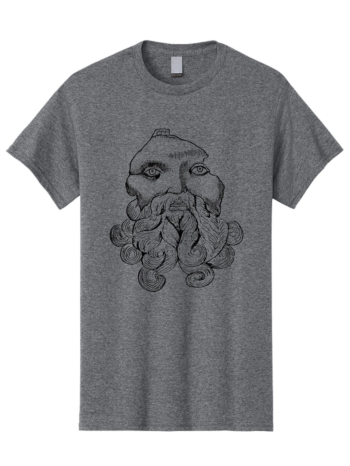 Brahma Men'S Graphic Tee, 100% Cotton, Comfortable Casual Summer Wear, Machine Washable, Mysterious Figure, Three-Eyed Man, Bearded Visage, Mystical Symbol, Abstract Art, Surreal Imagery, Intricate Details, Unique Illustration - Aaa521