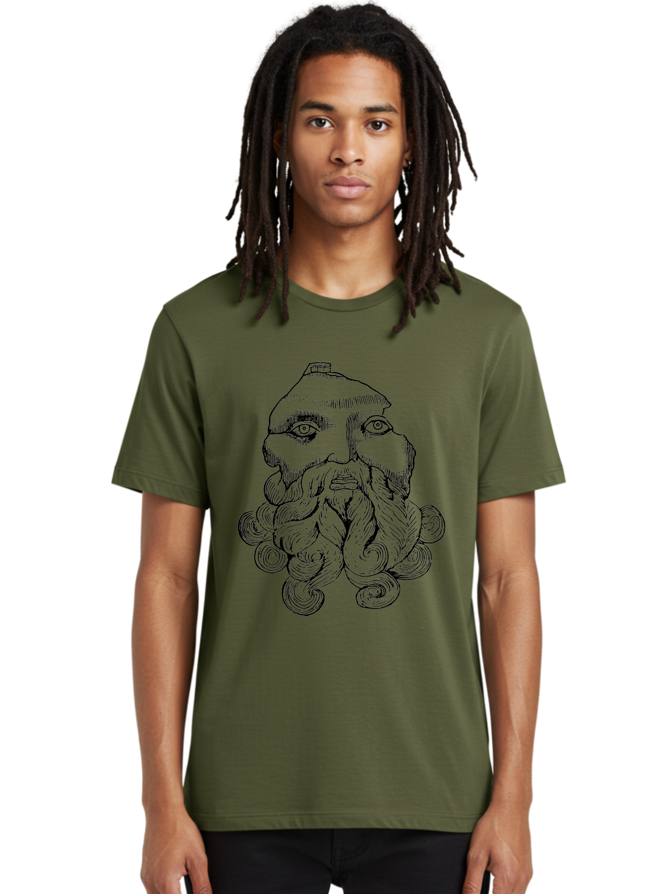 Brahma Men'S Graphic Tee, 100% Cotton, Comfortable Casual Summer Wear, Machine Washable, Mysterious Figure, Three-Eyed Man, Bearded Visage, Mystical Symbol, Abstract Art, Surreal Imagery, Intricate Details, Unique Illustration - Aaa521