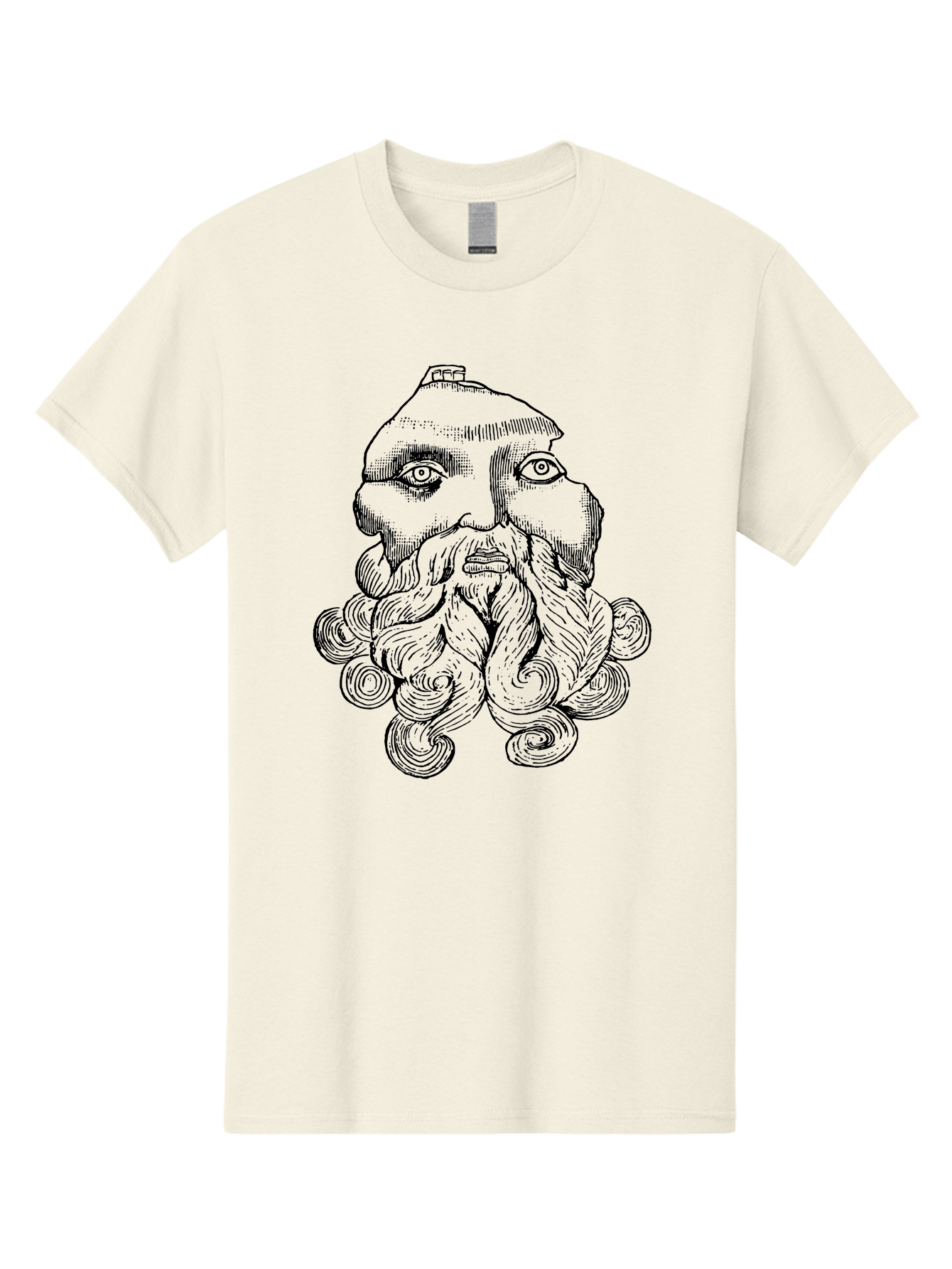 Brahma Men'S Graphic Tee, 100% Cotton, Comfortable Casual Summer Wear, Machine Washable, Mysterious Figure, Three-Eyed Man, Bearded Visage, Mystical Symbol, Abstract Art, Surreal Imagery, Intricate Details, Unique Illustration - Aaa521