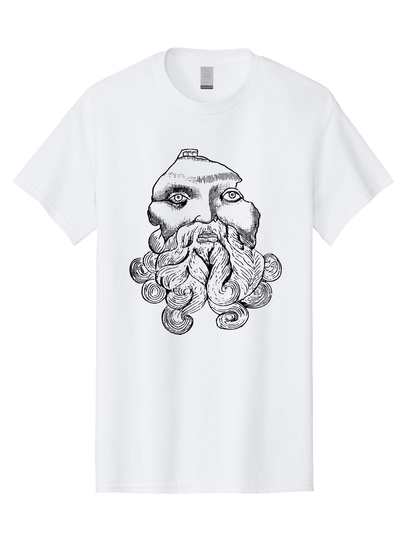 Brahma Men'S Graphic Tee, 100% Cotton, Comfortable Casual Summer Wear, Machine Washable, Mysterious Figure, Three-Eyed Man, Bearded Visage, Mystical Symbol, Abstract Art, Surreal Imagery, Intricate Details, Unique Illustration - Aaa521