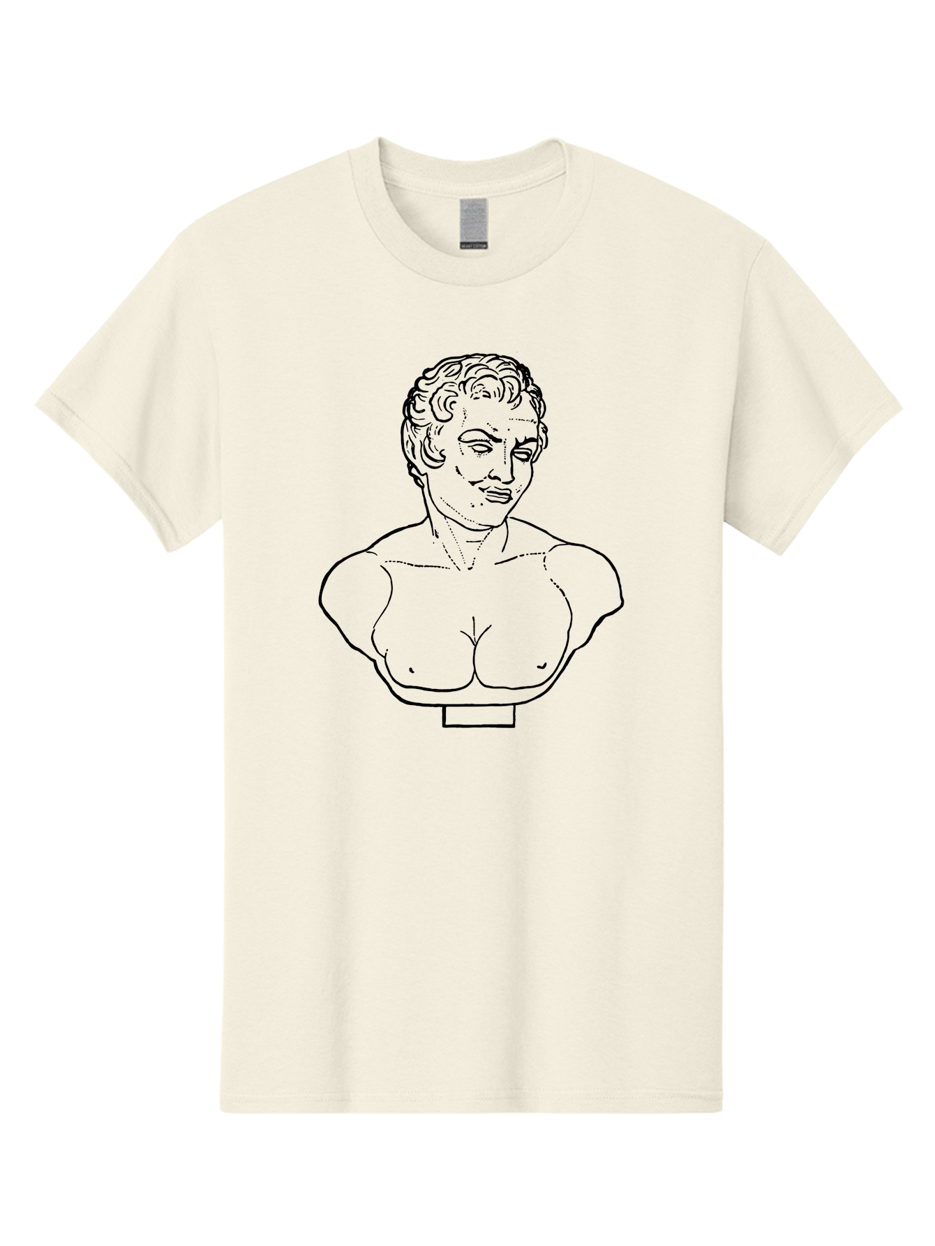 Bust-Of-Person Men'S Graphic Tee, 100% Cotton, Comfortable Casual Summer Wear, Machine Washable, Classical Bust, Stone Statue, Artwork, Illustration, Outline Art, Figure Sculpture, Classical Art, Artistic Drawing, Sketch Portrait - Aaa522