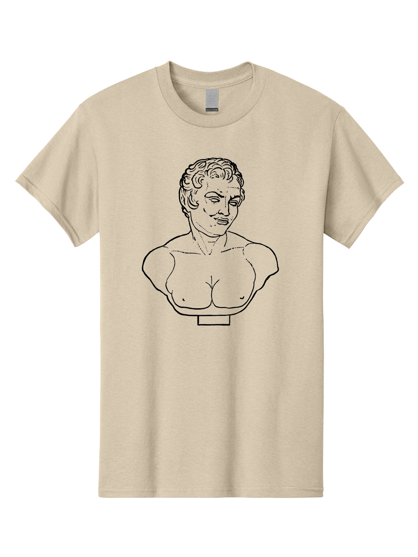Bust-Of-Person Men'S Graphic Tee, 100% Cotton, Comfortable Casual Summer Wear, Machine Washable, Classical Bust, Stone Statue, Artwork, Illustration, Outline Art, Figure Sculpture, Classical Art, Artistic Drawing, Sketch Portrait - Aaa522