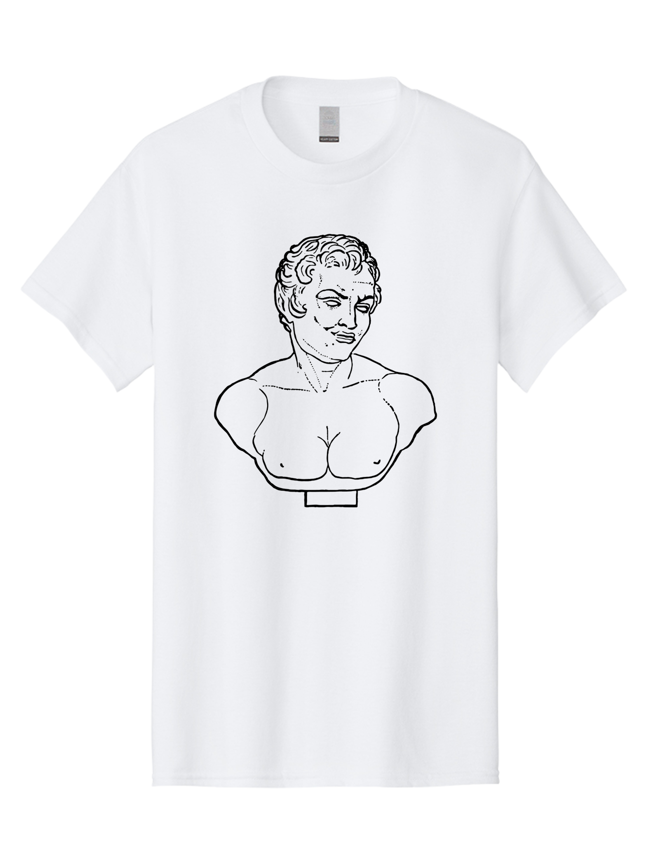 Bust-Of-Person Men'S Graphic Tee, 100% Cotton, Comfortable Casual Summer Wear, Machine Washable, Classical Bust, Stone Statue, Artwork, Illustration, Outline Art, Figure Sculpture, Classical Art, Artistic Drawing, Sketch Portrait - Aaa522